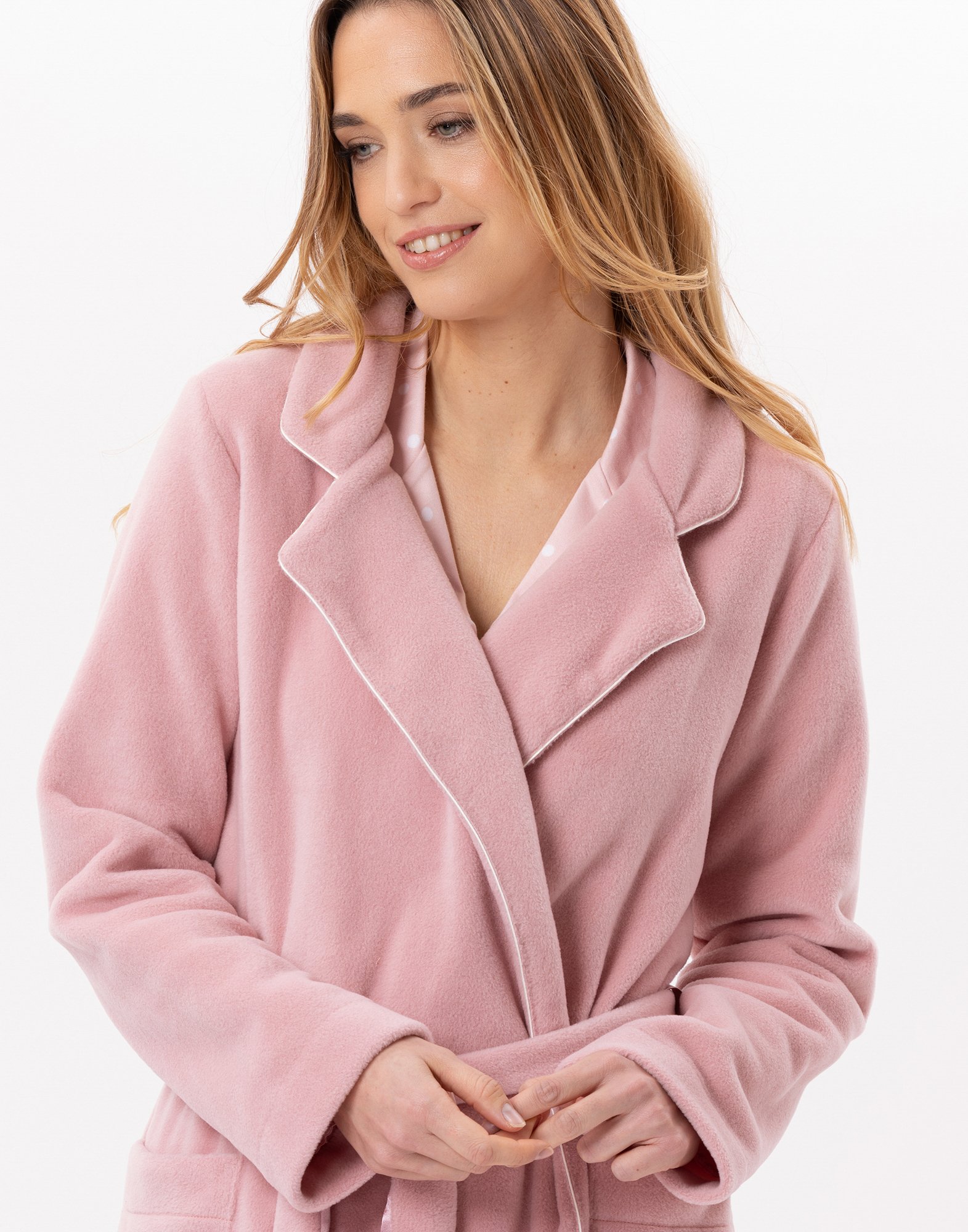 Crossed fleece dressing gown LE CHAT Pink