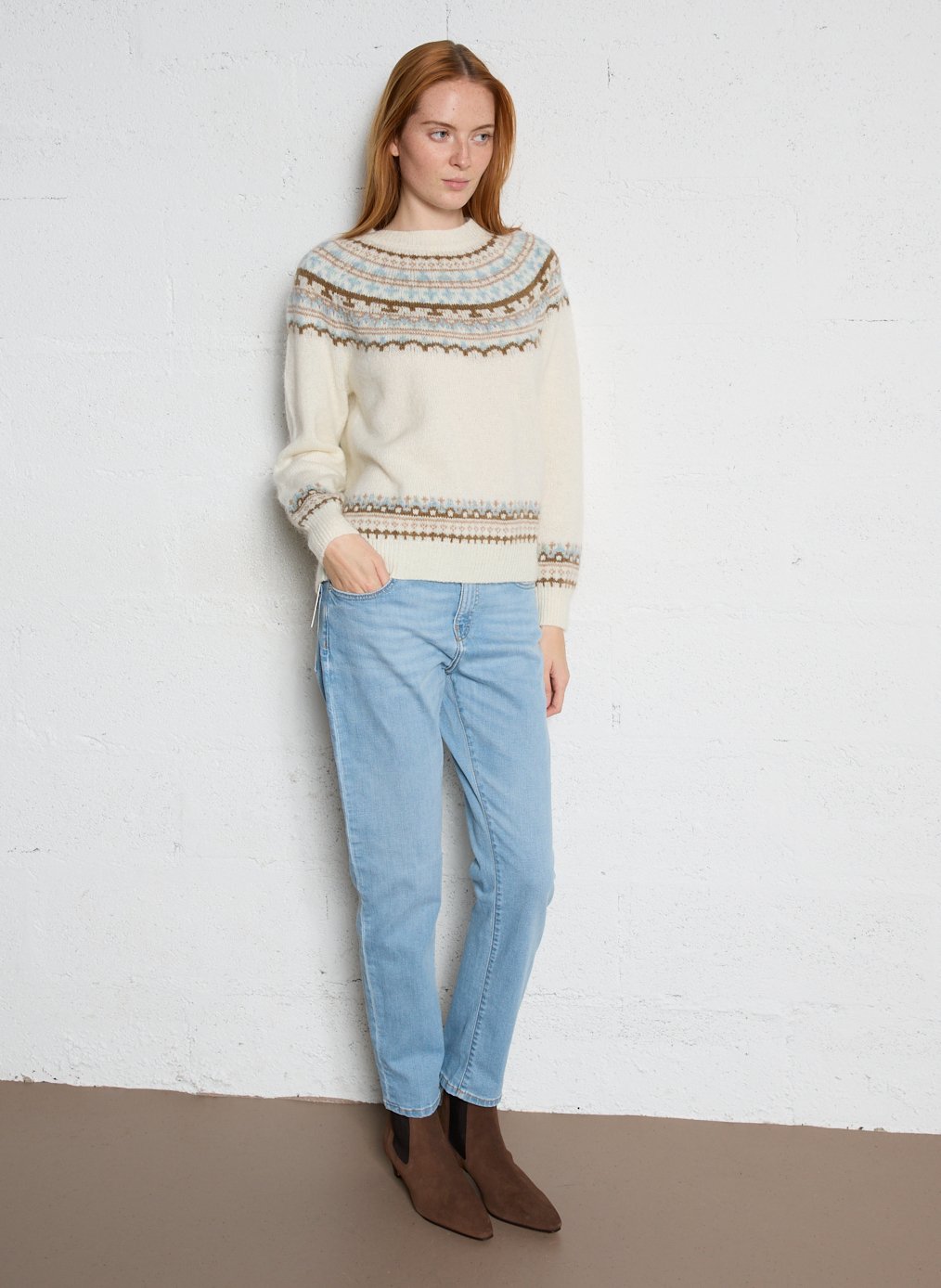 Pull oversize col rond SUD EXPRESS Blanc