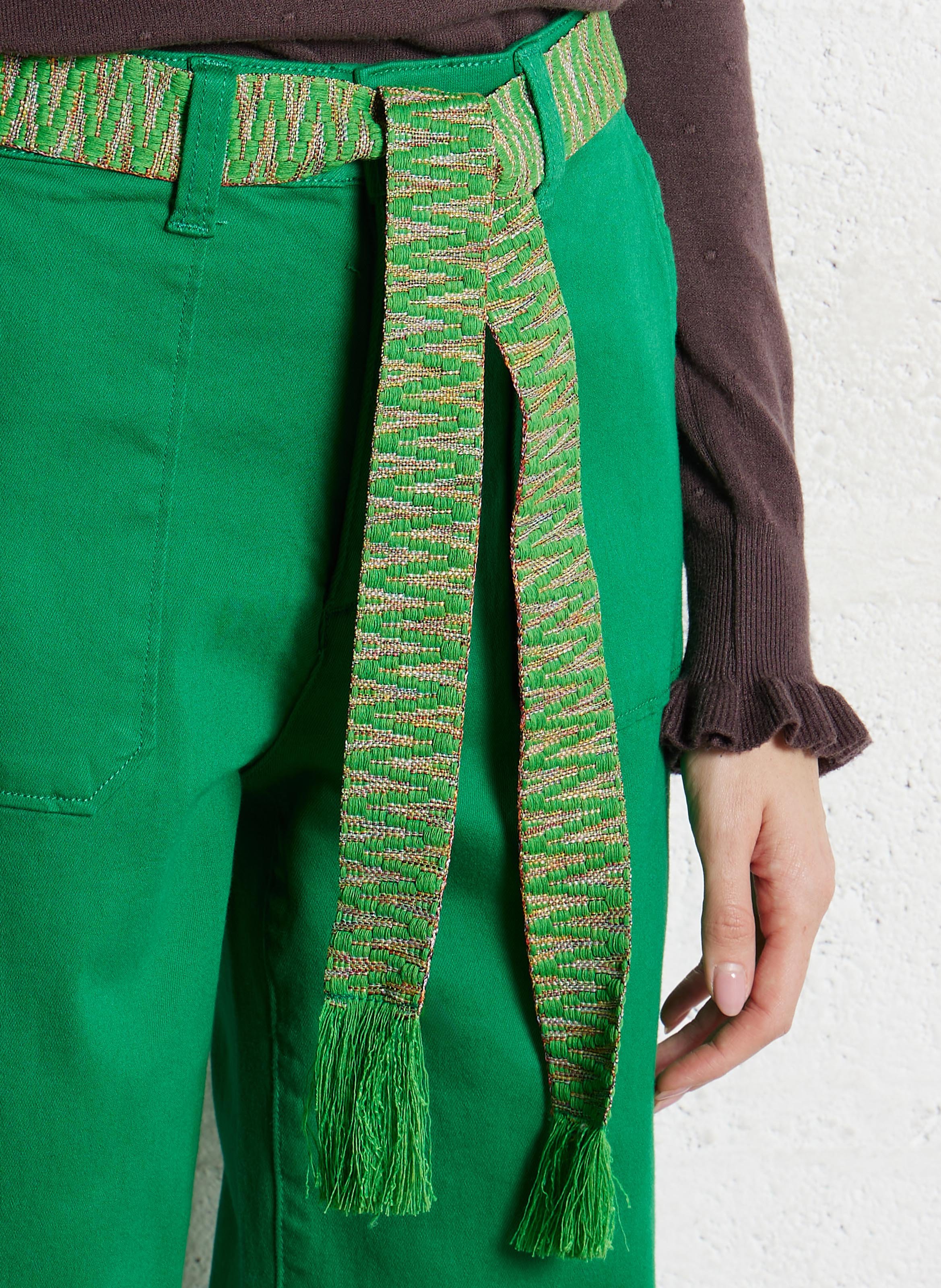 Straight-leg cotton velvet pants LA PETITE ETOILE Green