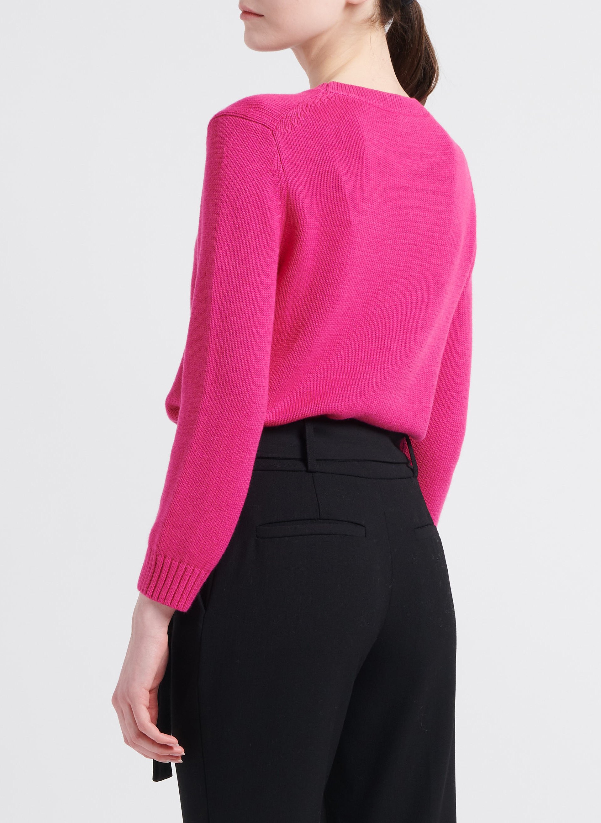 Trui van katoenmix met ronde hals Roze