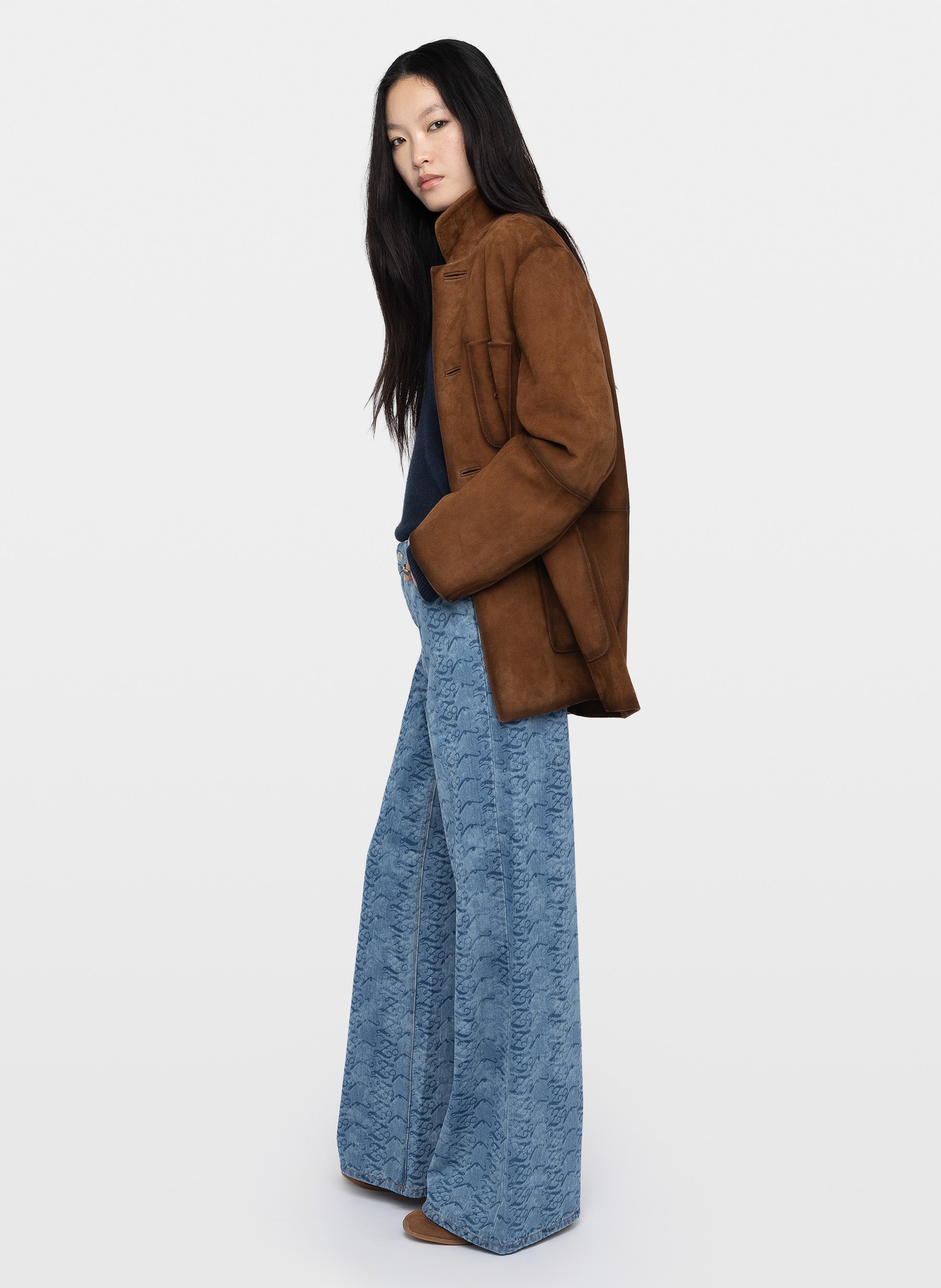 <p>Flared Monogram Cotton Jeans</p> ZADIG&VOLTAIRE Blue