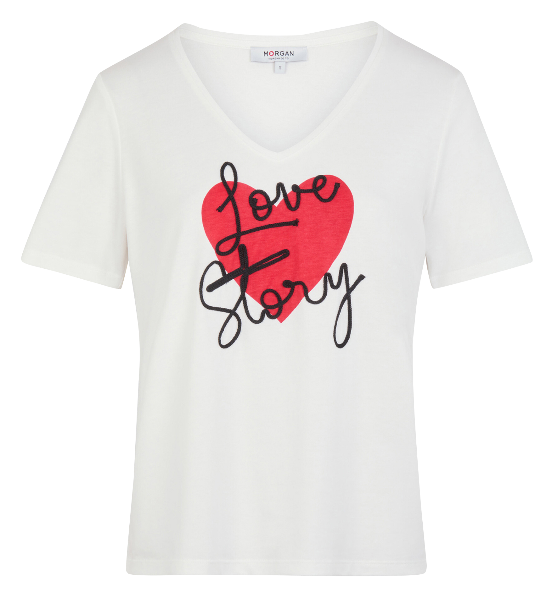 Short-sleeved V-neck T-shirt MORGAN White