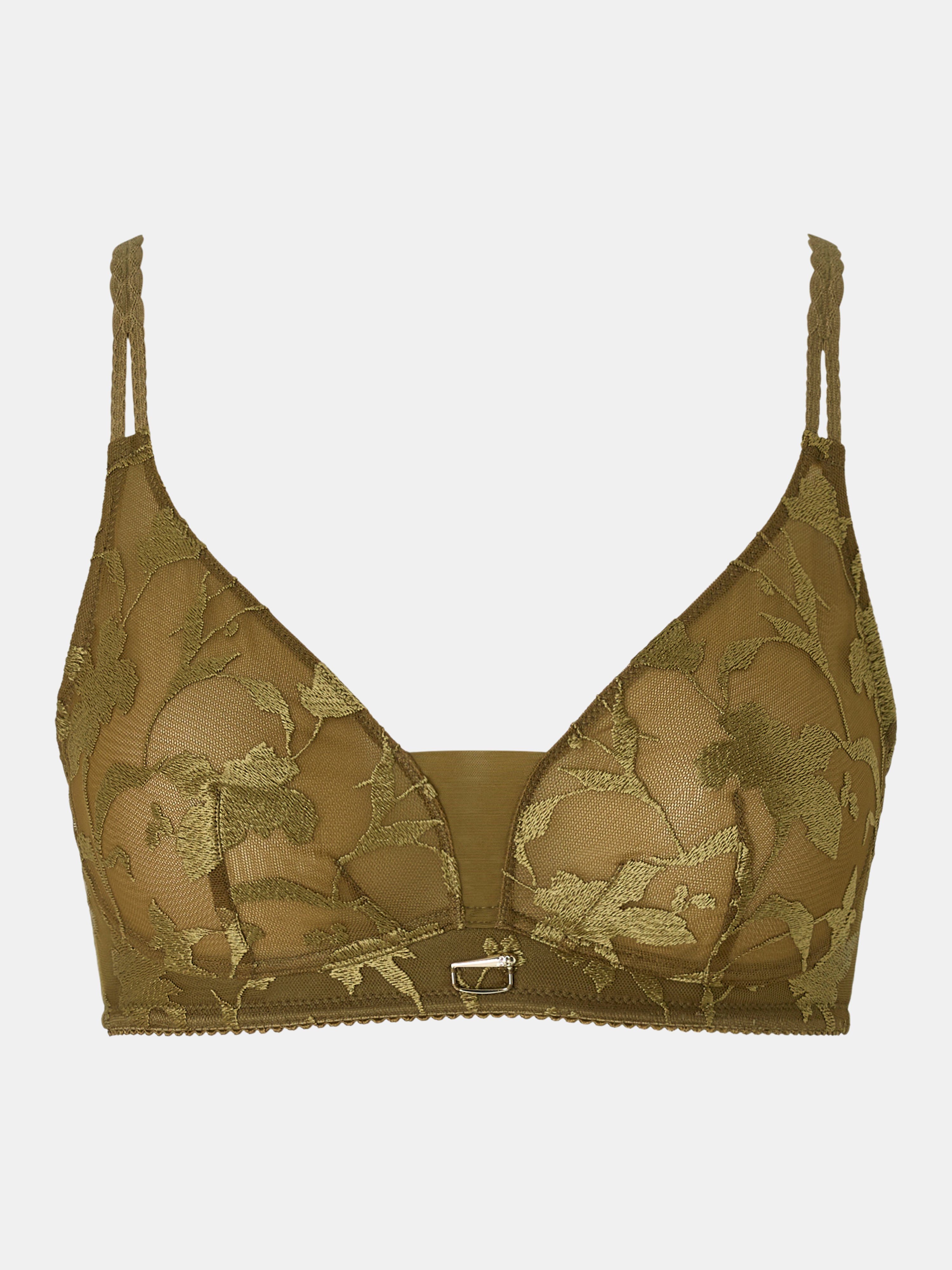 Non-wired bra with floral embroidery CHANTELLE Green