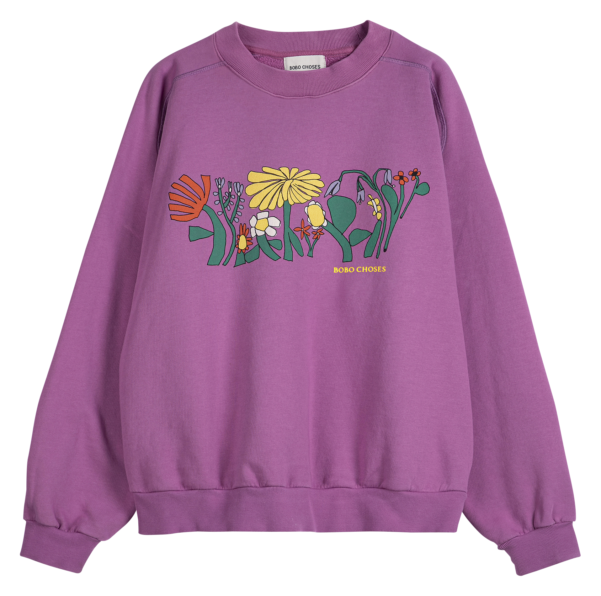 Oversized round neck sweatshirt in organic cotton BOBO CHOSES Purple