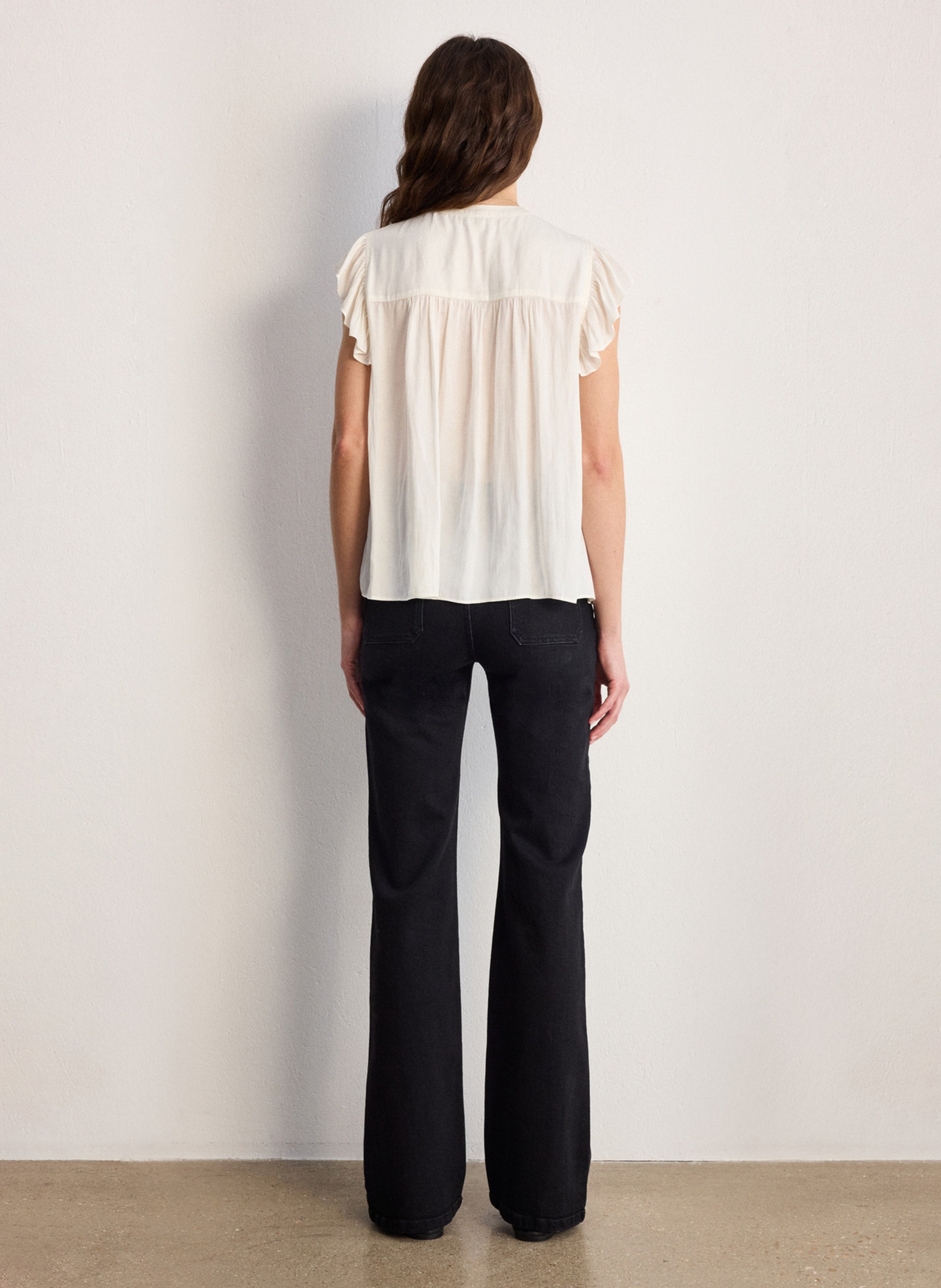 Straight Round Neck Blouse PABLO Beige