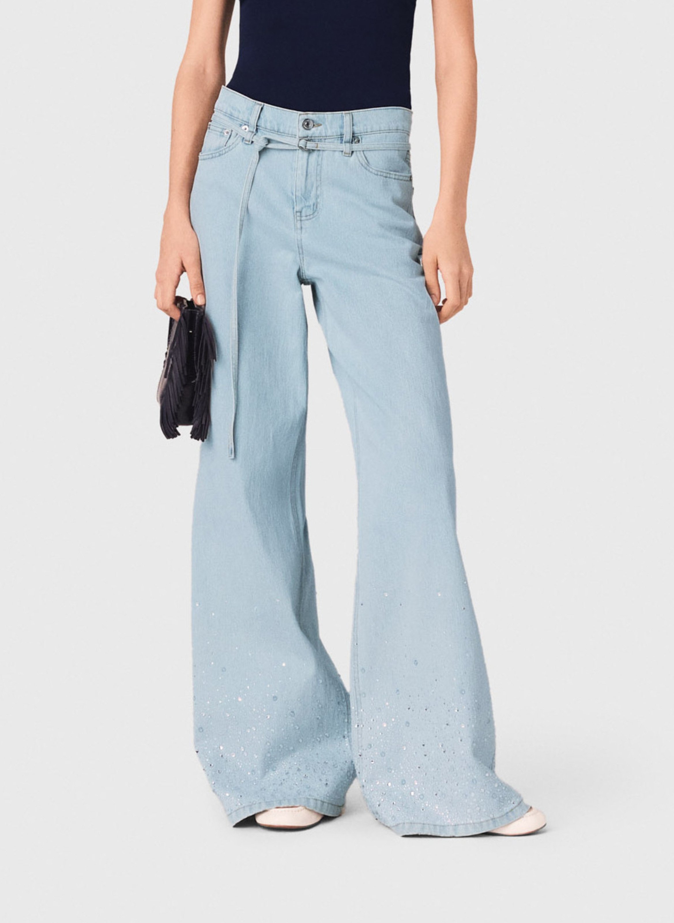 Wijde jeans - katoenblend MAJE Blauw