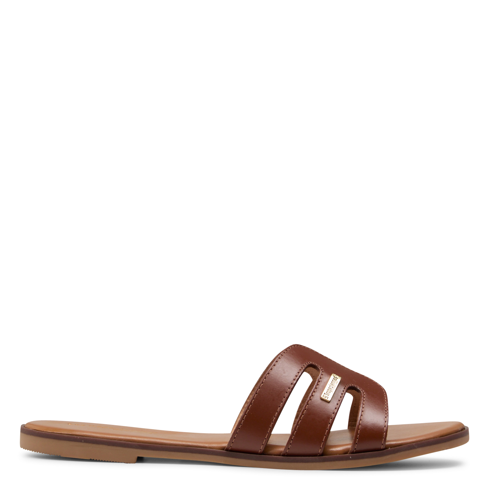 Mules plates unies en cuir LES TROPEZIENNES PAR M.BELARBI Marron