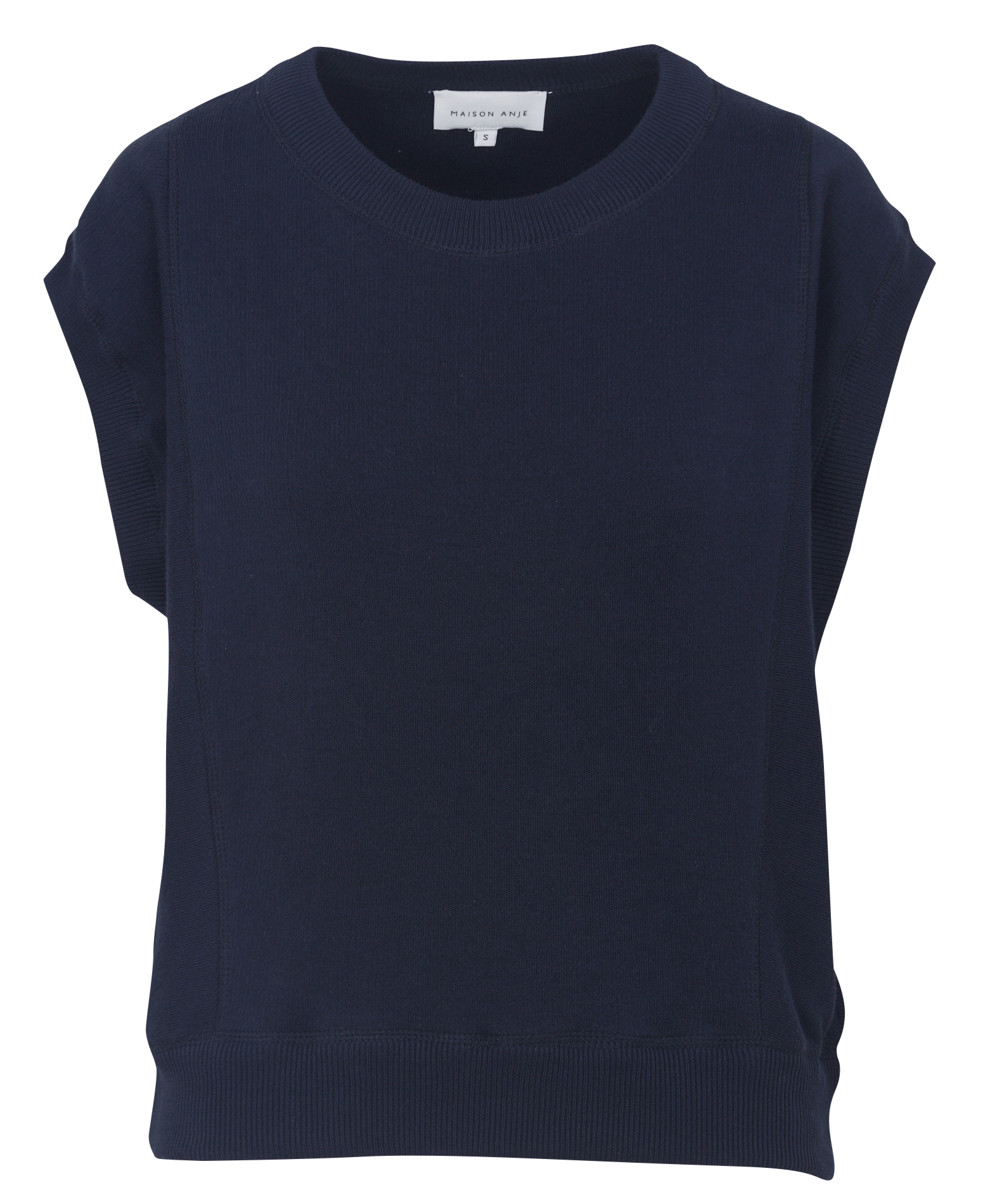 Pull oversize col rond en coton bio MAISON ANJE Bleu