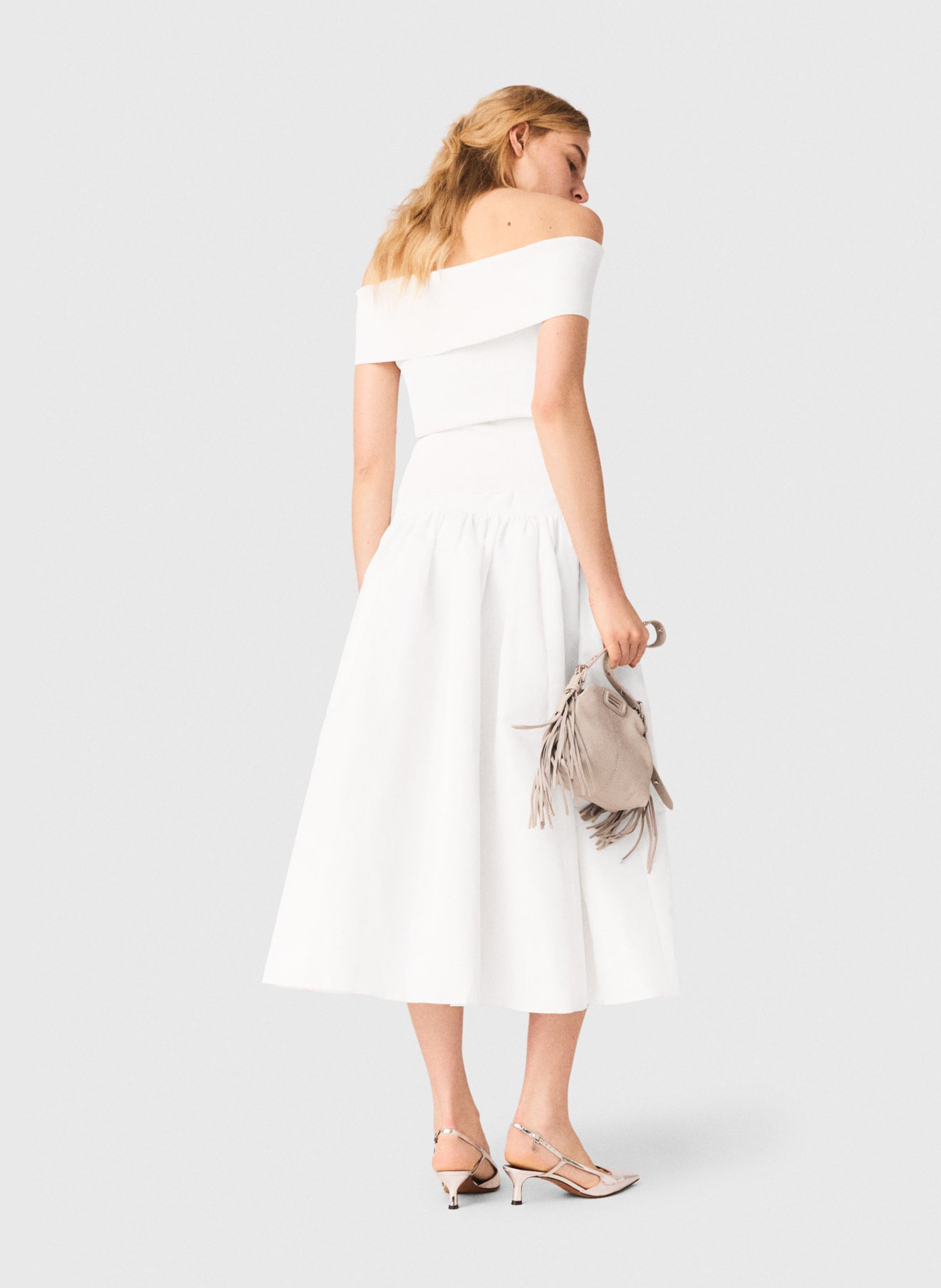 Top met bardothals MAJE Wit