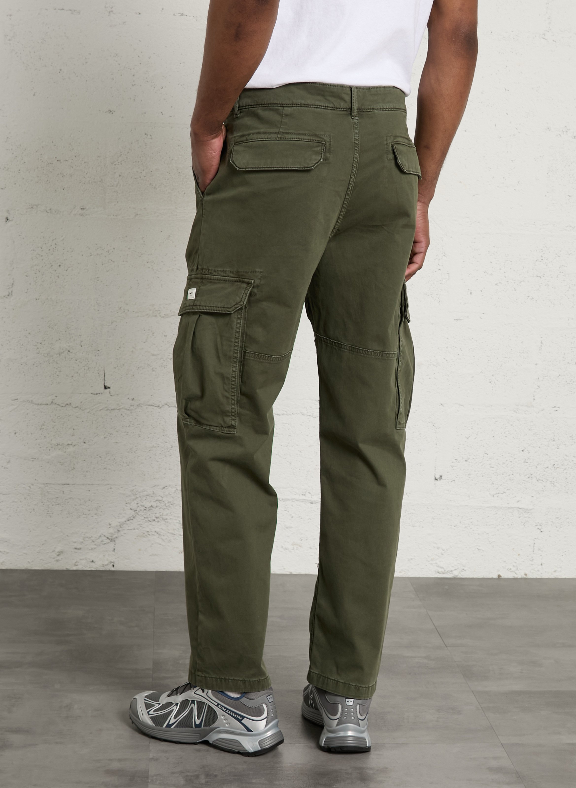 Pantalon droit en coton mélangé PEPE JEANS Vert