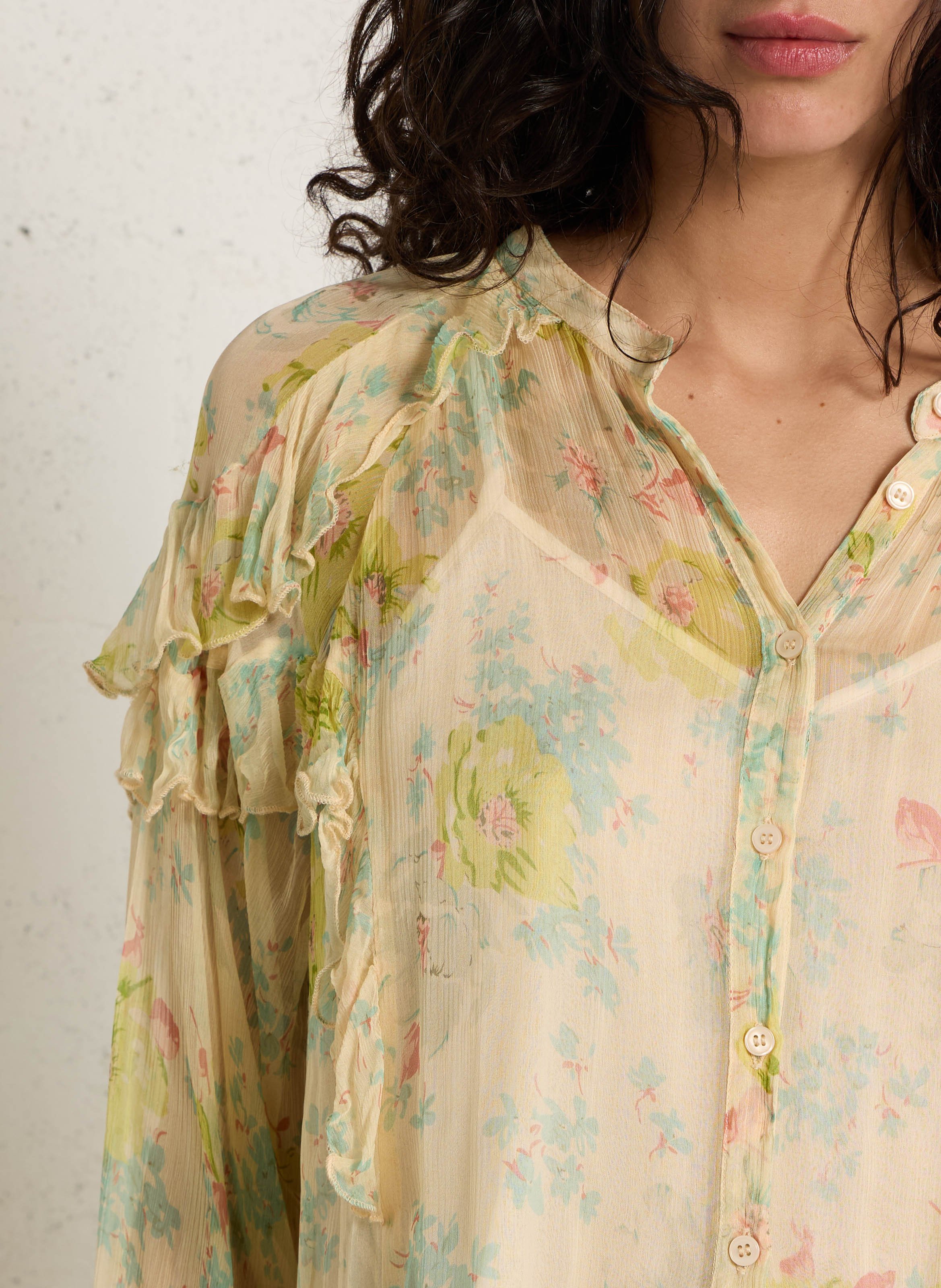 Weites Hemd mit Mao-Kragen und Print PETITE MENDIGOTE Mehrfarbig