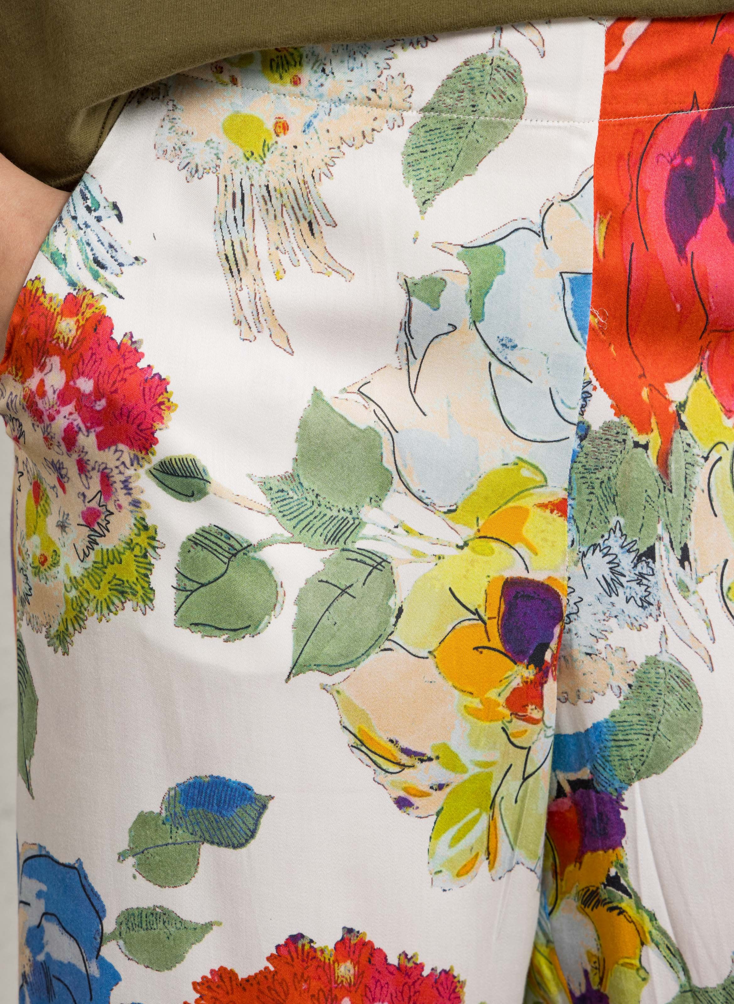 Dalida - Gerade geschnittene bedruckte Hose BELLA JONES Weiss