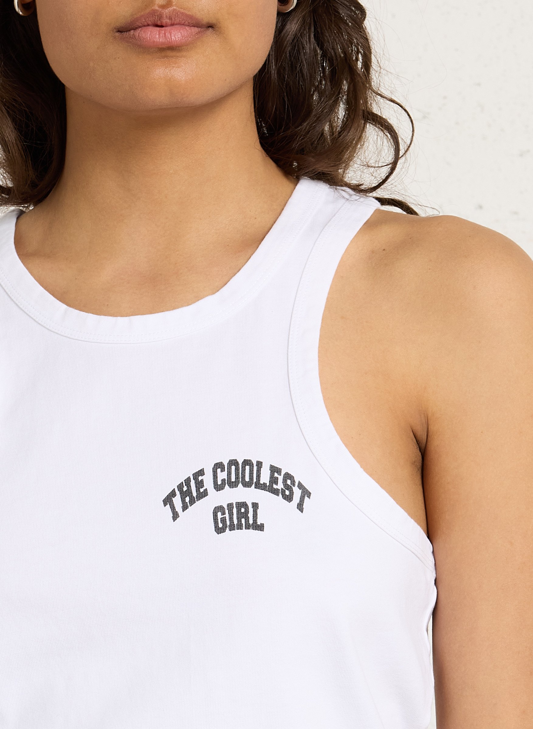 Débardeur droit col rond en coton BERENICE Noir