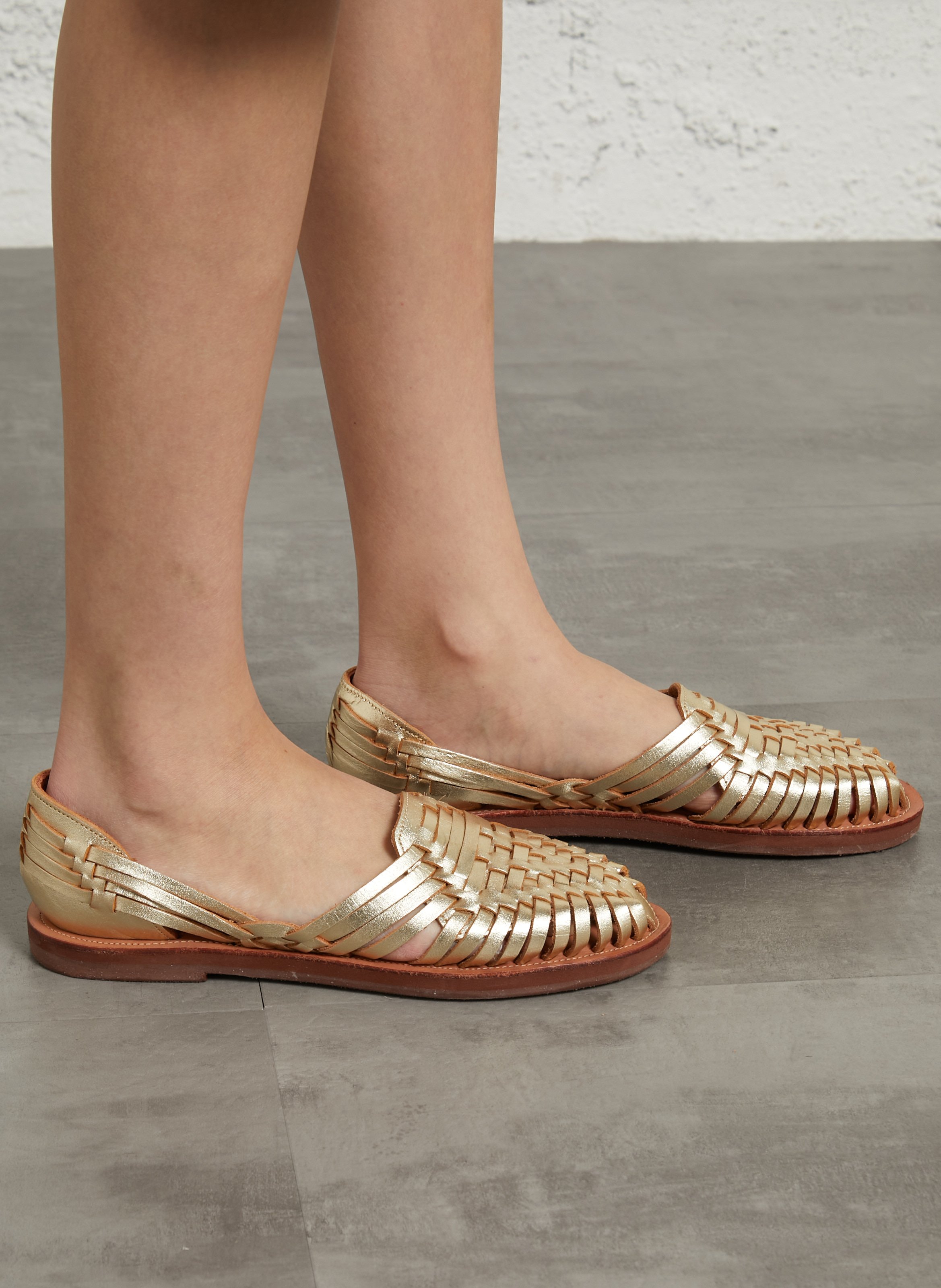 Ballerines en cuir LEON & HARPER Doré