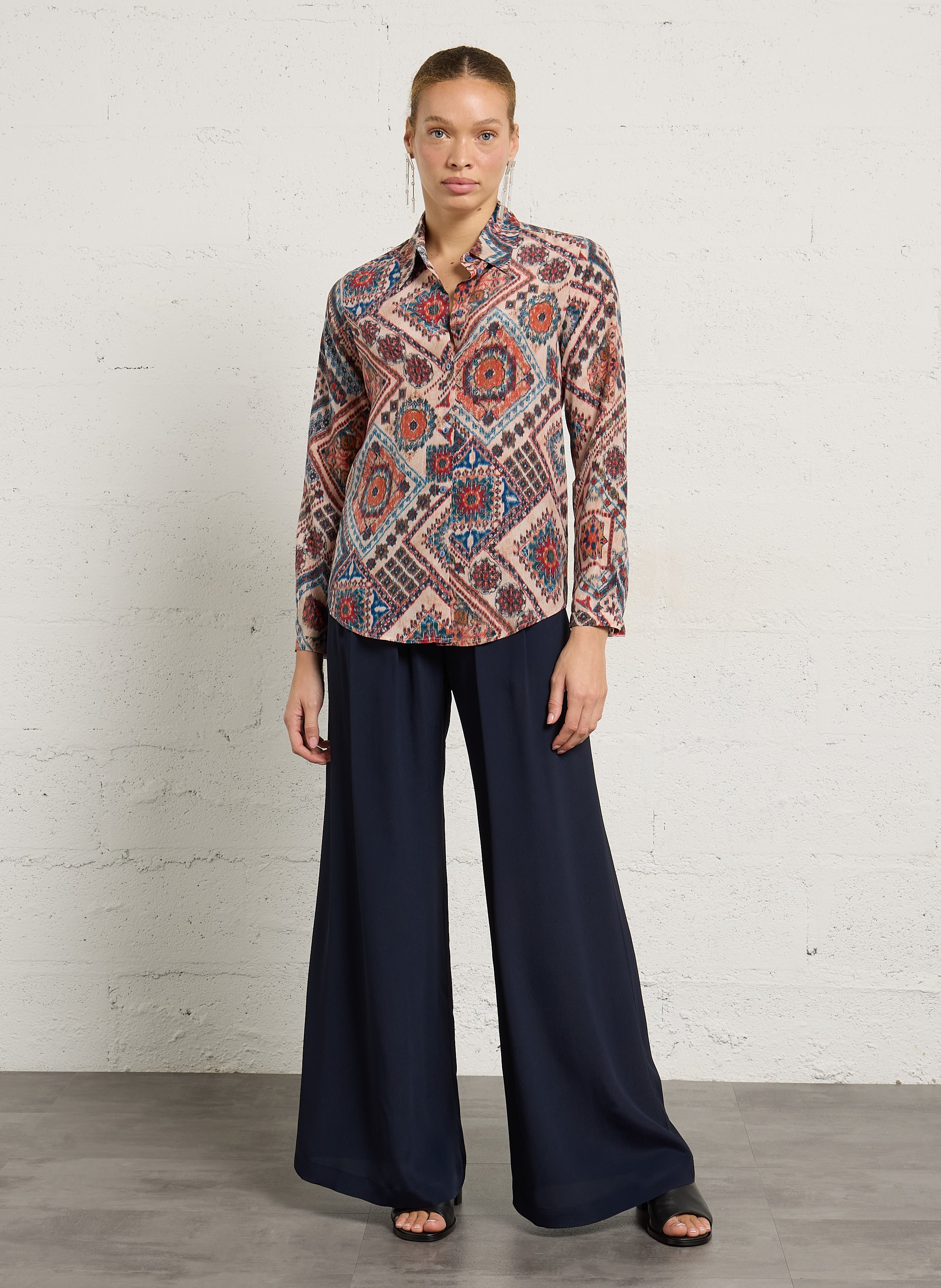 Chemise imprimée en soie MOMONI Rose