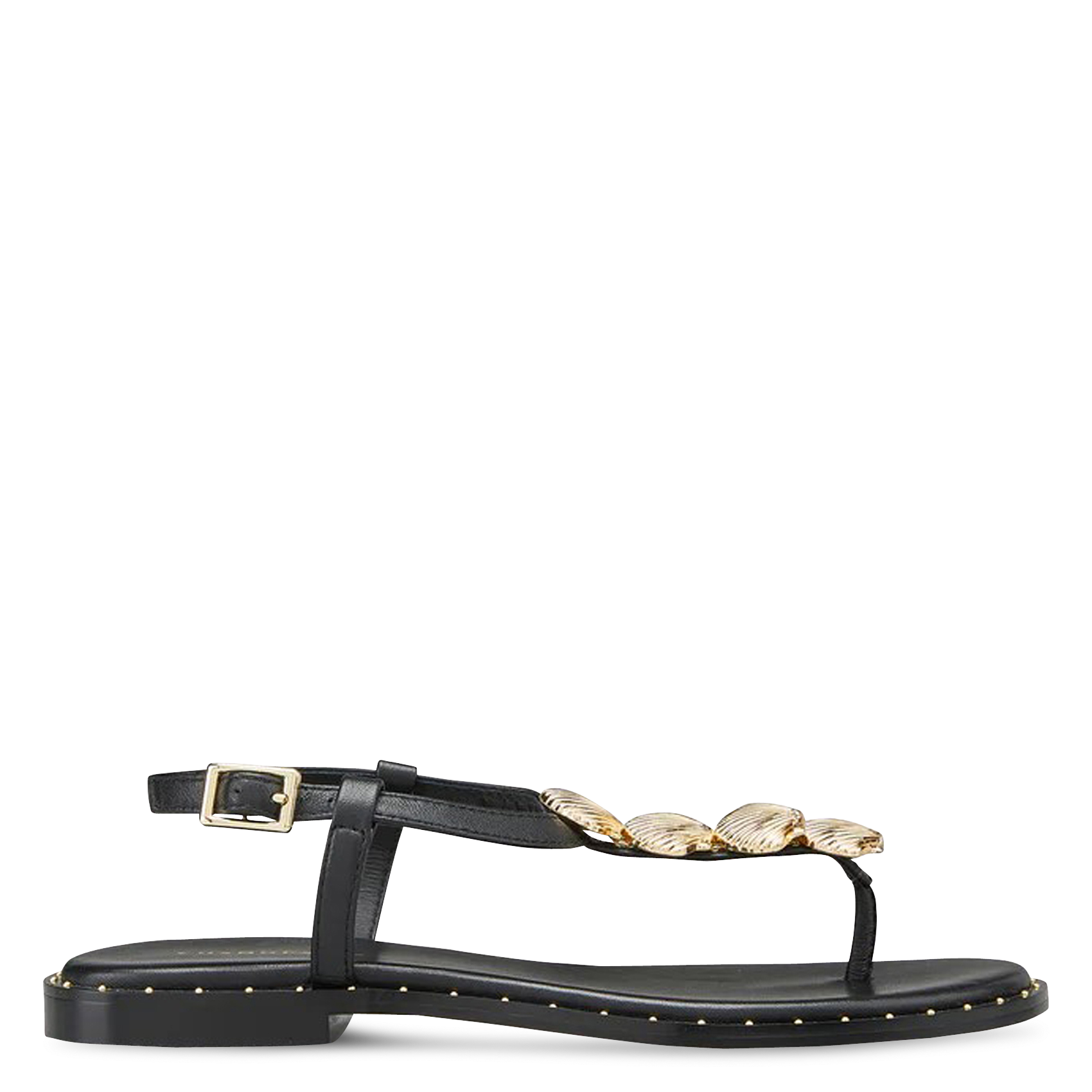 Aouda flat leather sandals SAISON 1865 Black