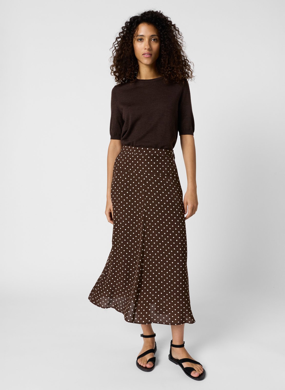 Polka dot midi skirt GERARD DAREL Brown