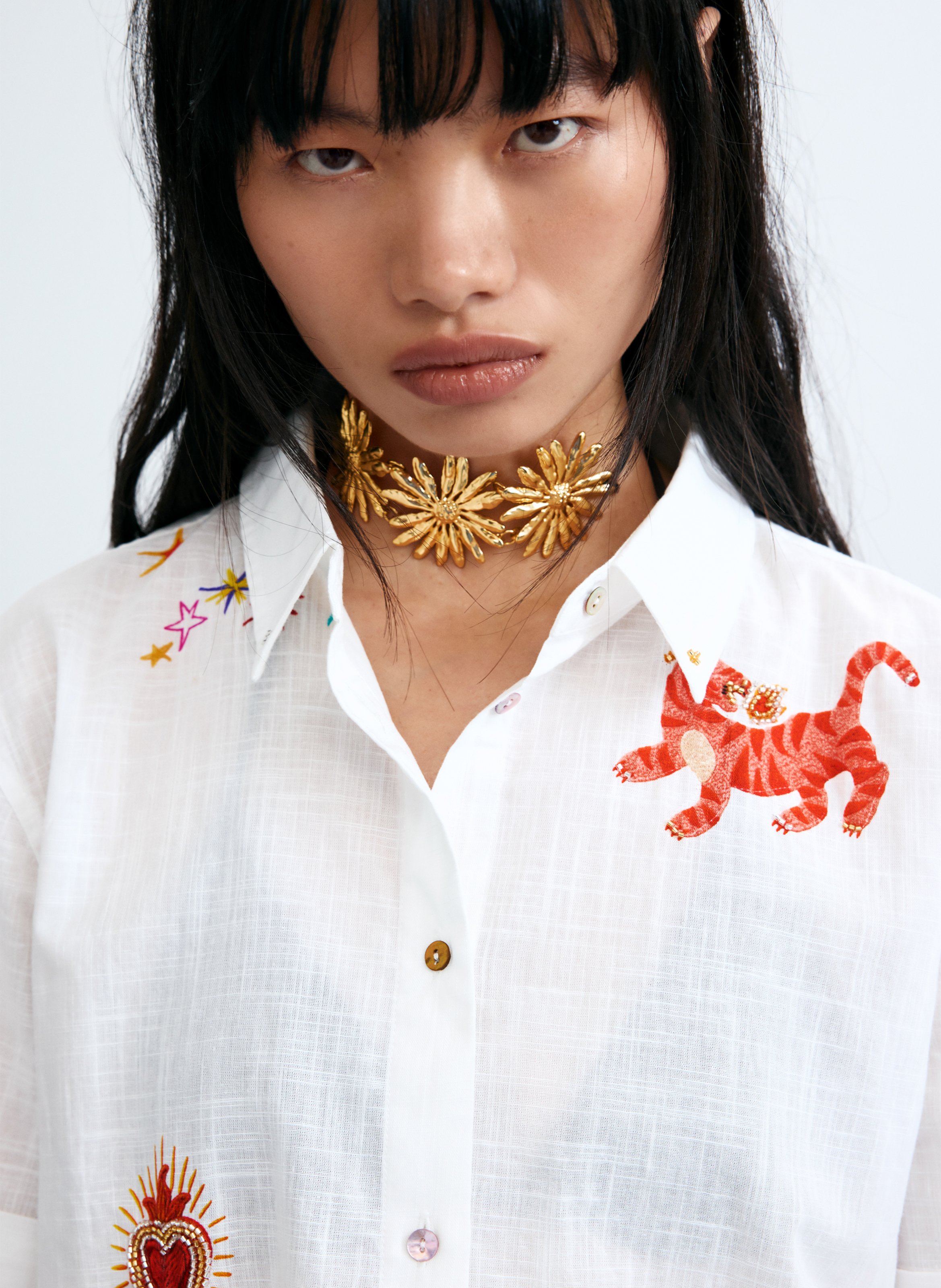 Chemise droite en coton DESIGUAL Blanc