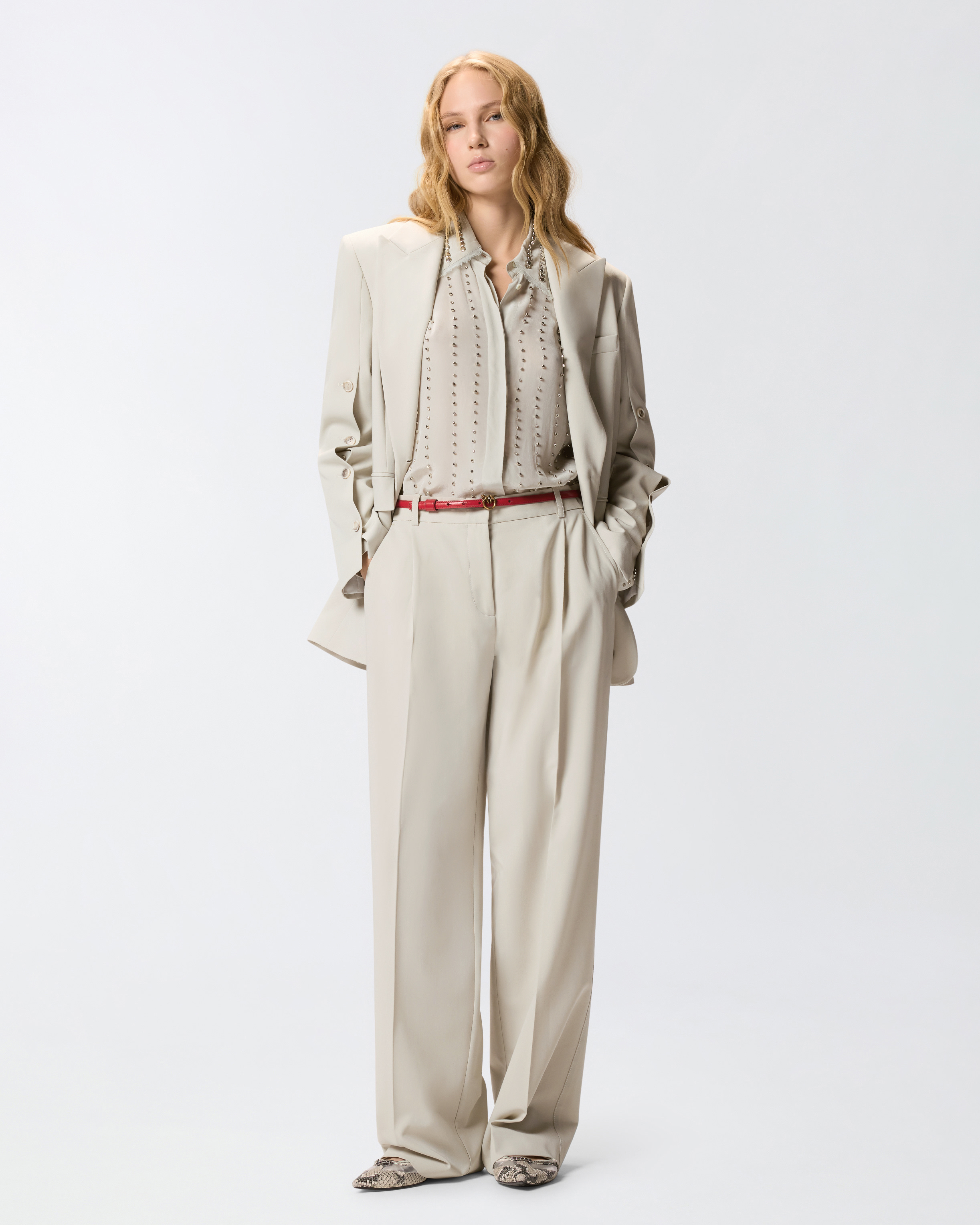 Flowy pants with a sharp pleat PINKO Grey