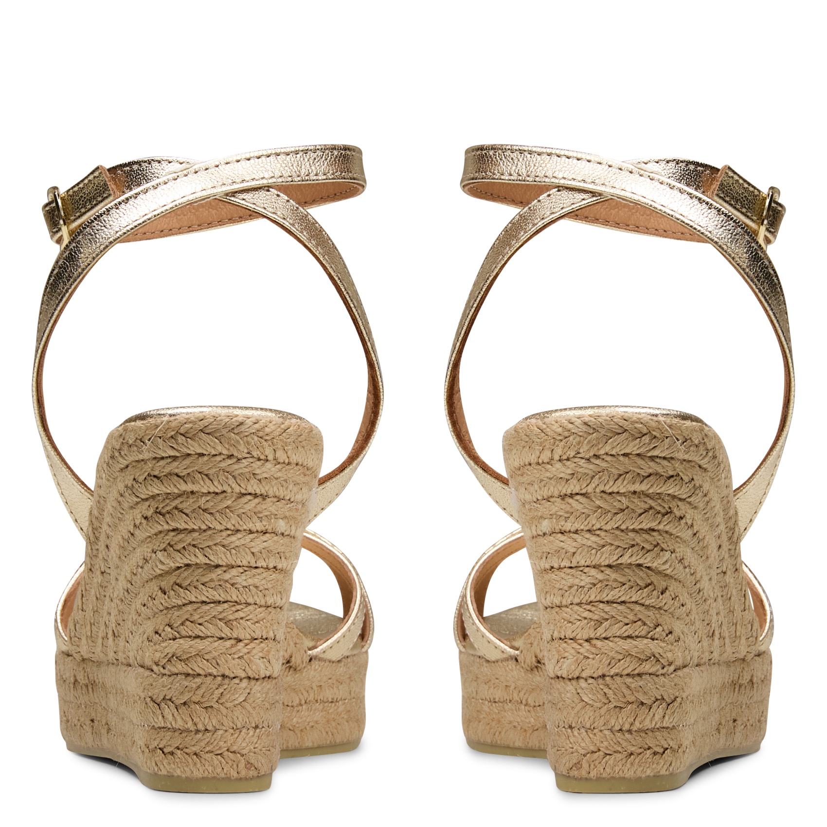 Sandales compensées en cuir métallisé MAISON 123 Doré