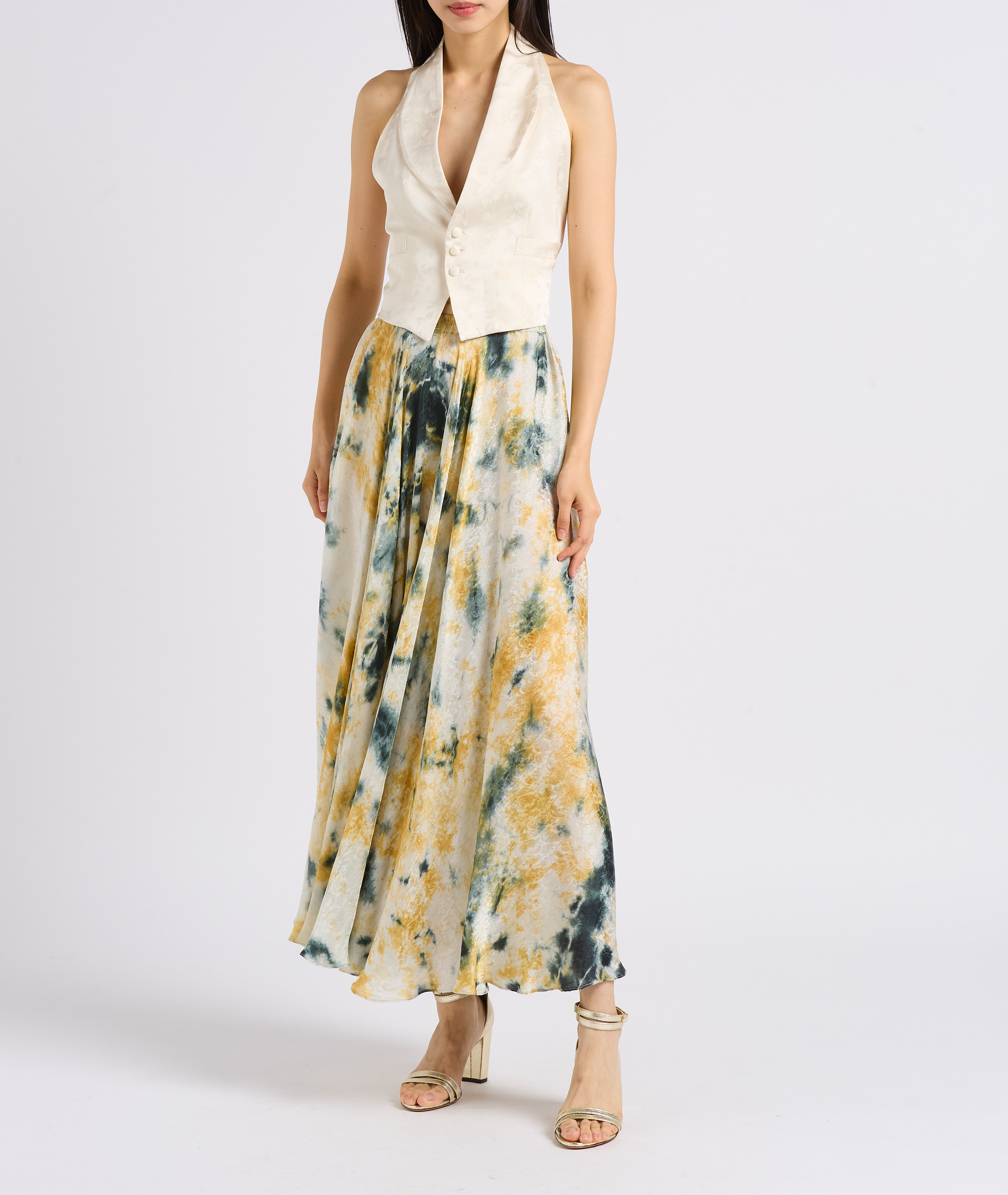 Kostuumvestje met blote rug en satijnglans MES DEMOISELLES Wit