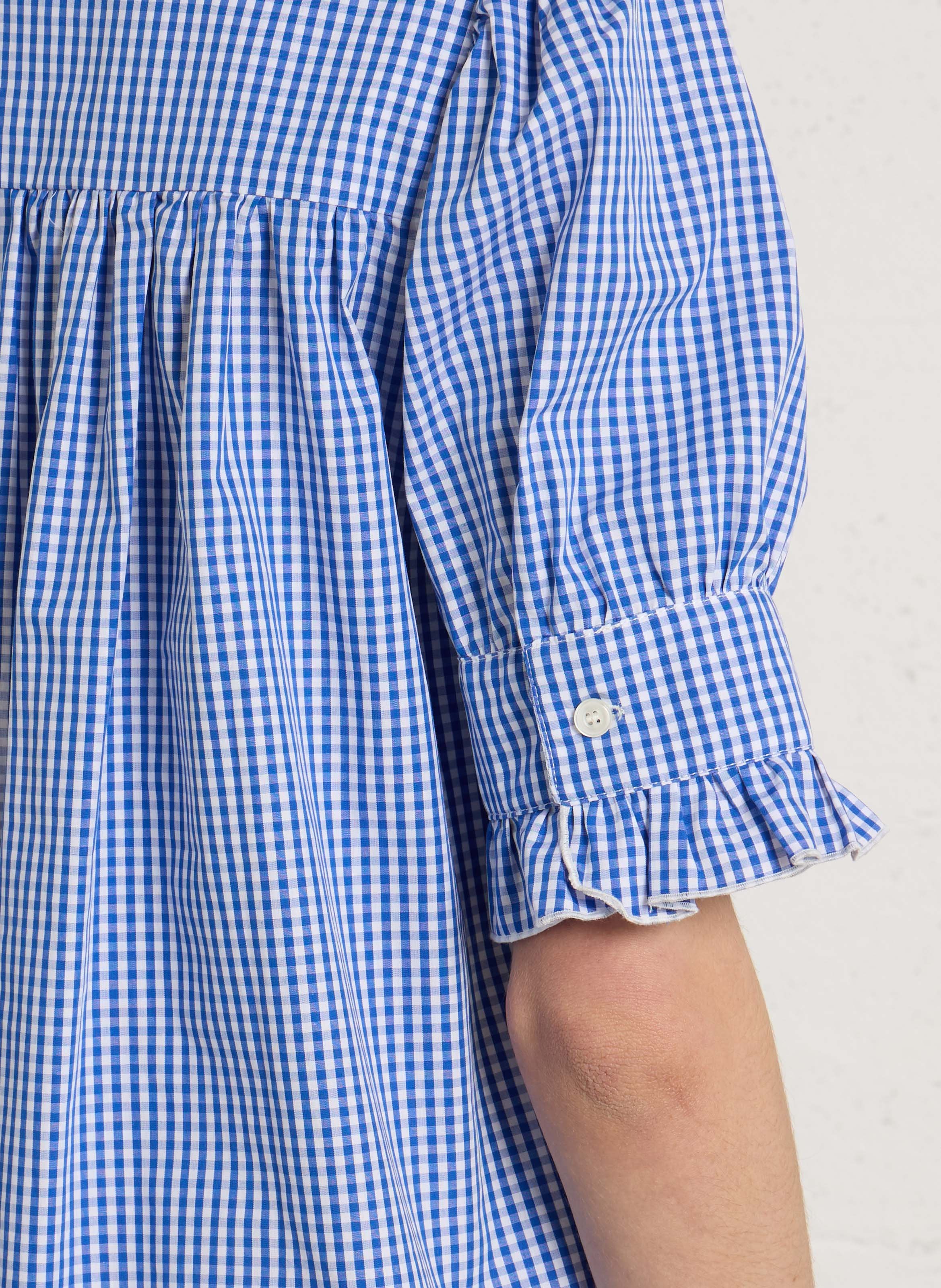 Short cotton dress with high neck SUZIE WINKLE Blue