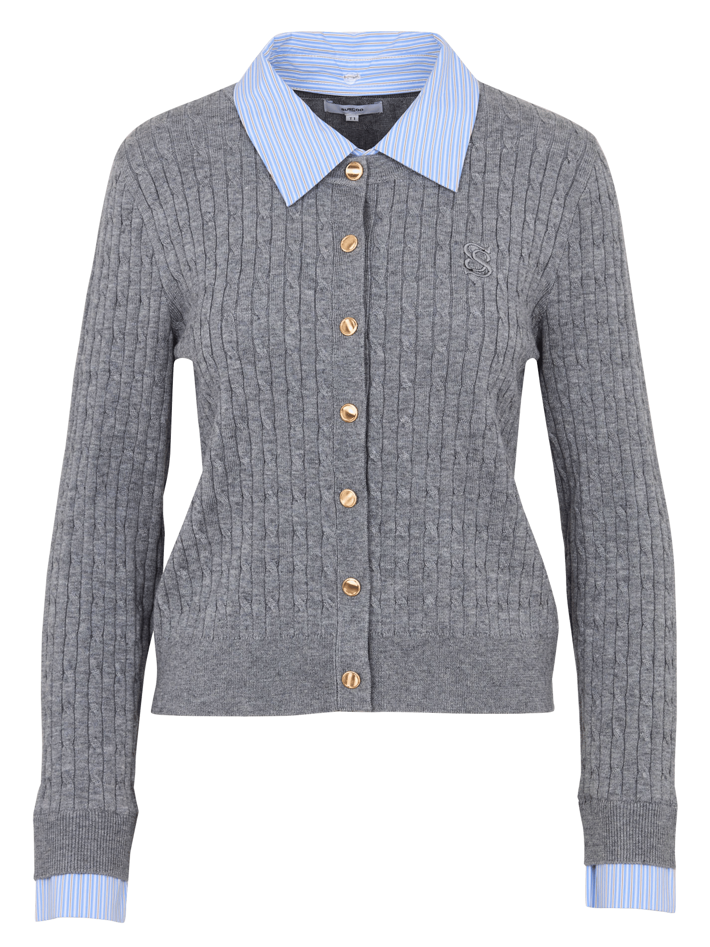 Cardigan with classic collar SUNCOO Grey