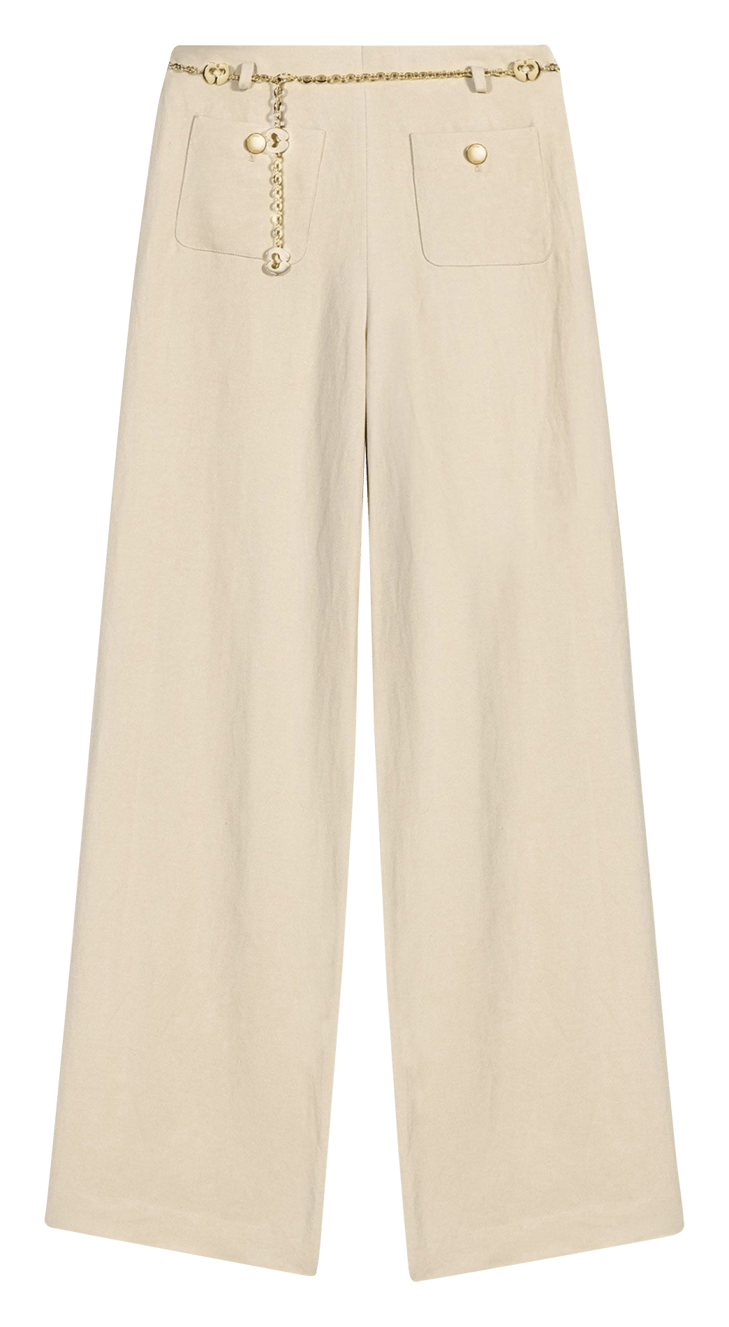 Pantalon large taille mi-haute MAJE Beige