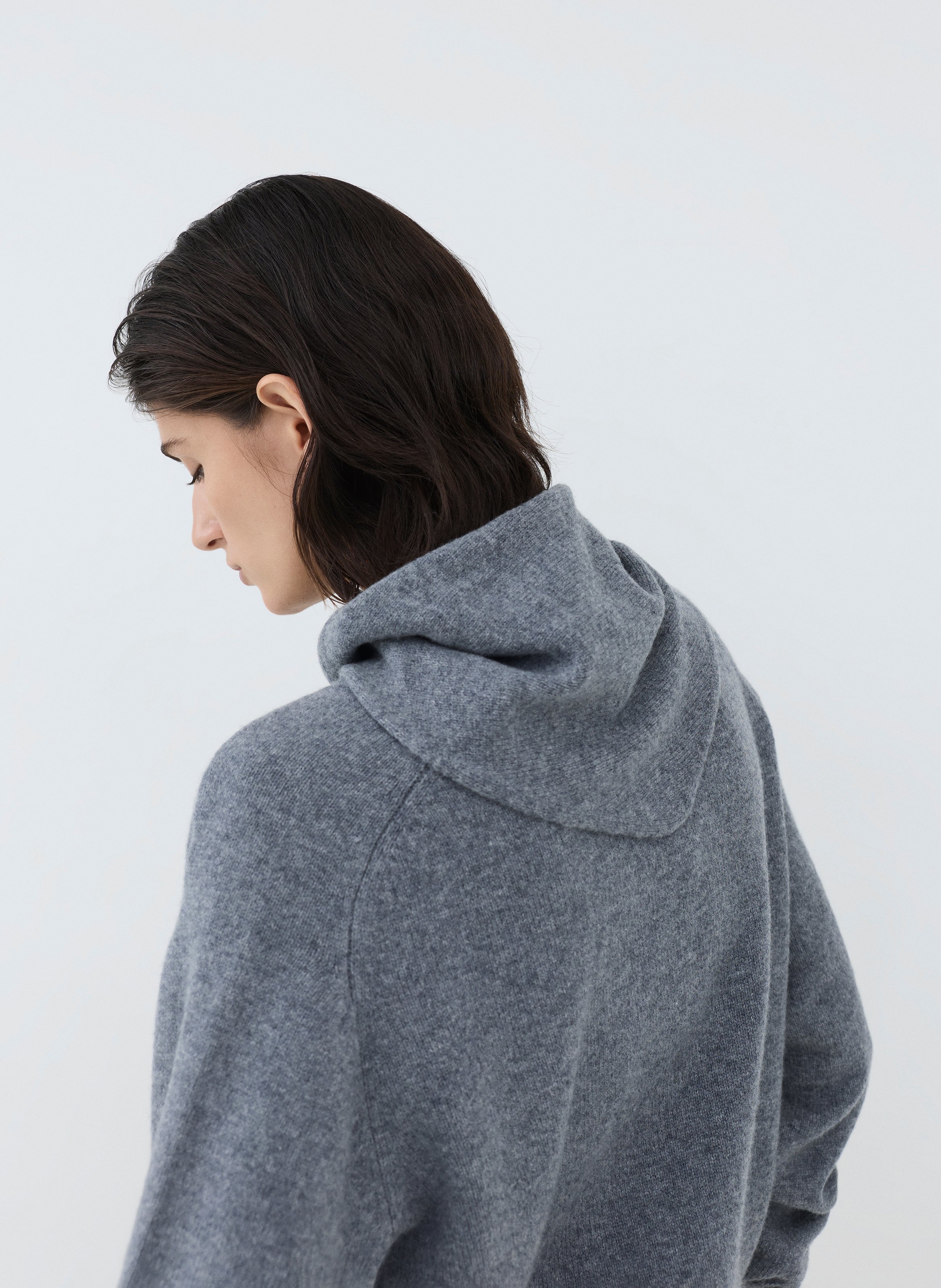 Straight wool sweater with Lavallière collar ROUGE EDIT Grey