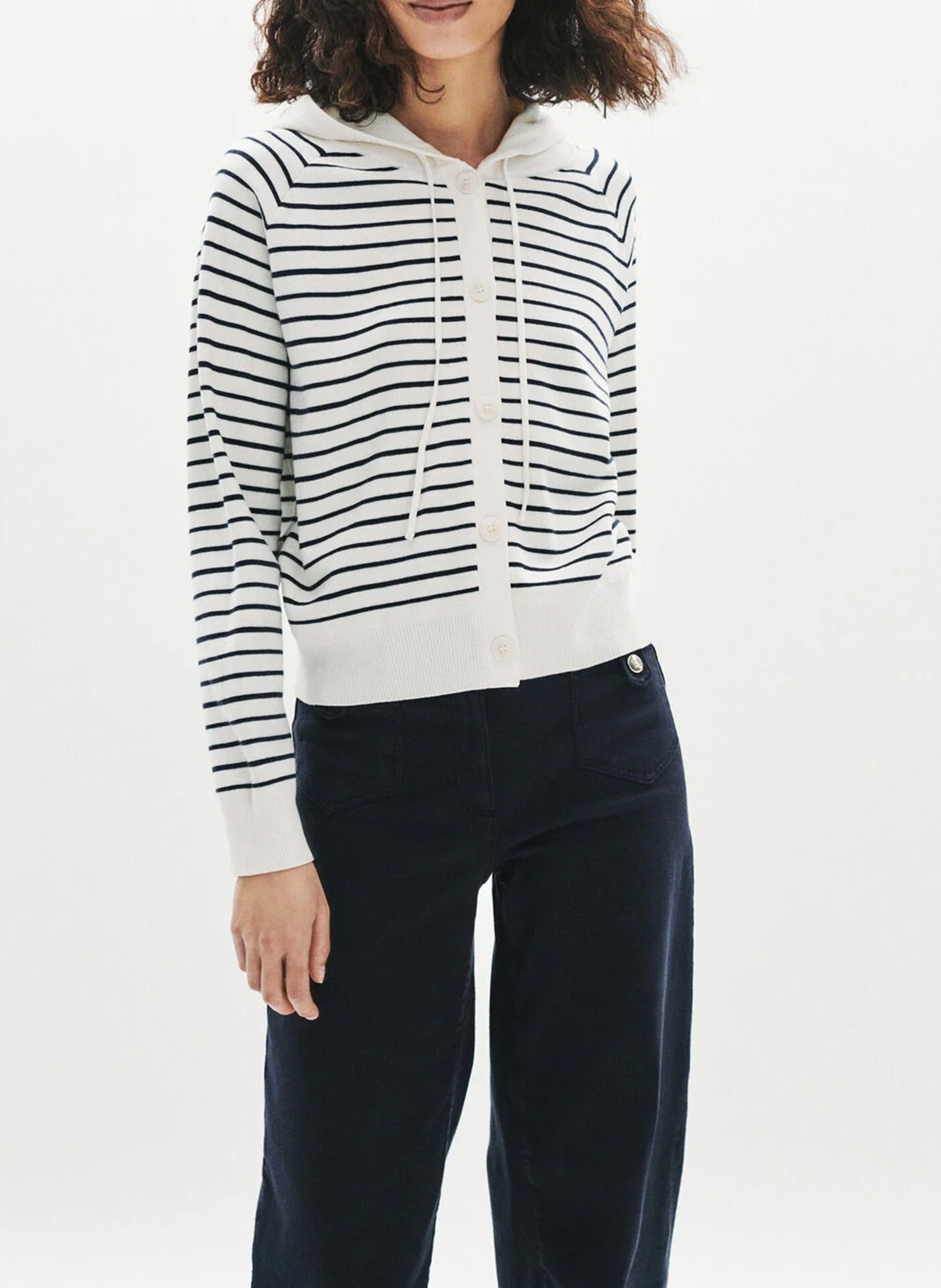 Gestreepte hoodie vest CAROLL Blauw