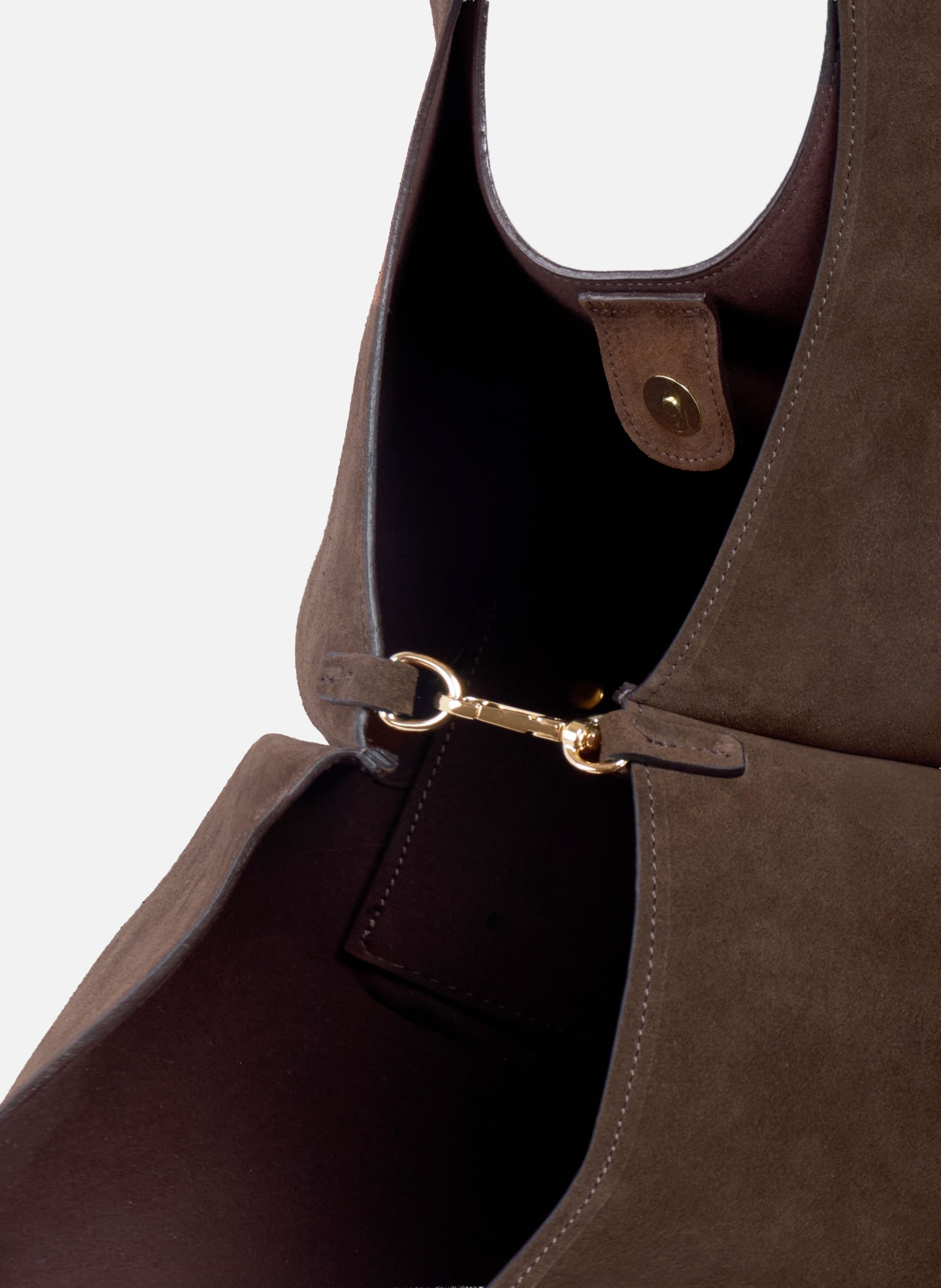 Sybil Tote Bag in Leather and Suede JULES & JENN Brown