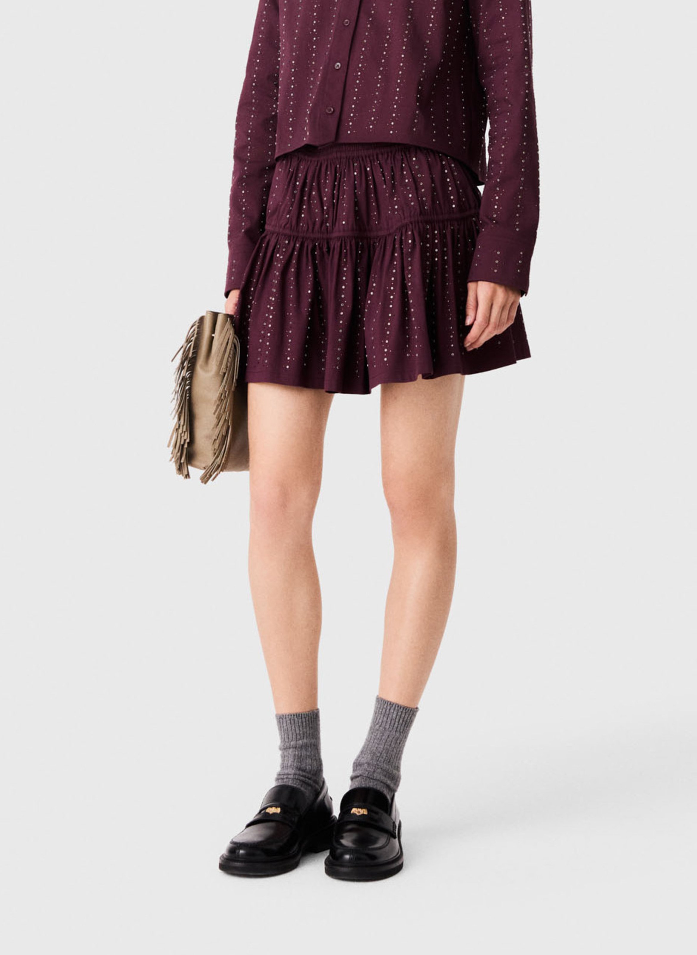 Short cotton-blend skirt MAJE Red