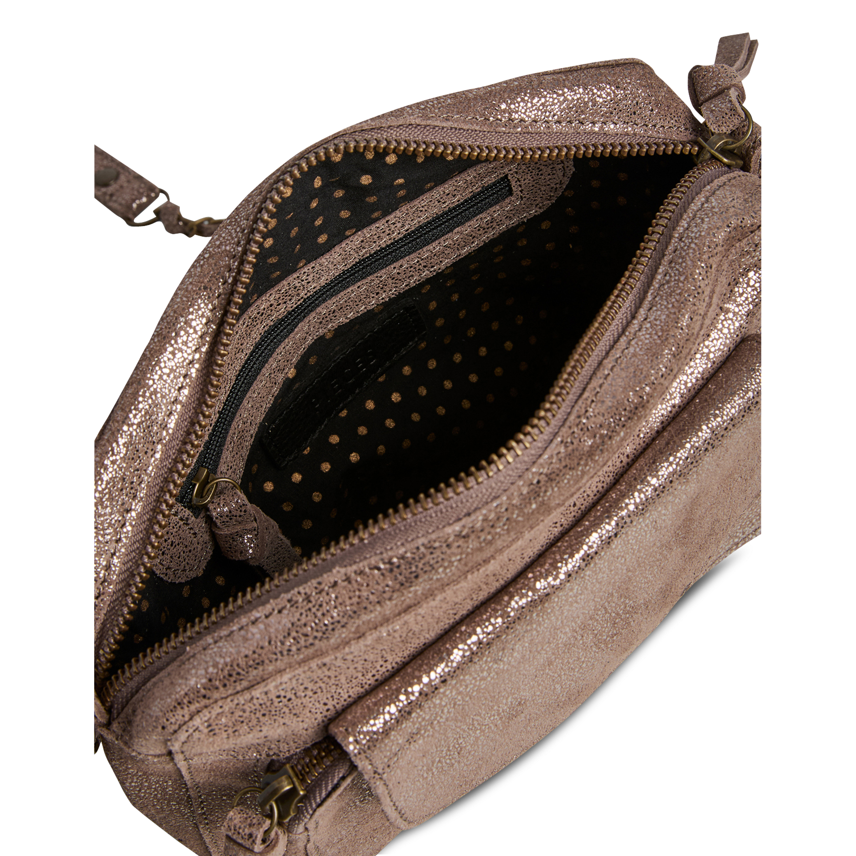 Leren schoudertas PIECES Beige