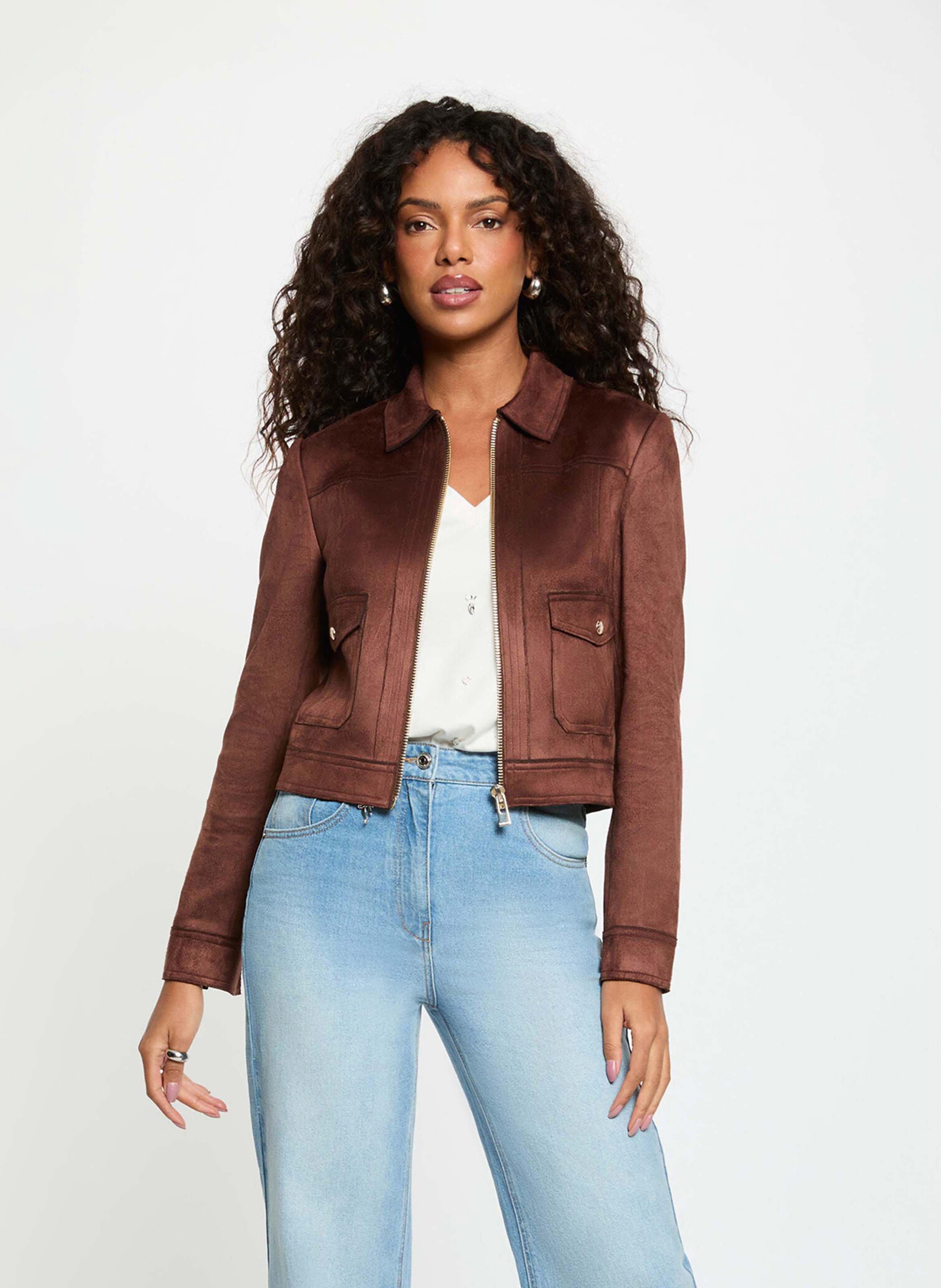 Veste droite col classique  MORGAN Marron