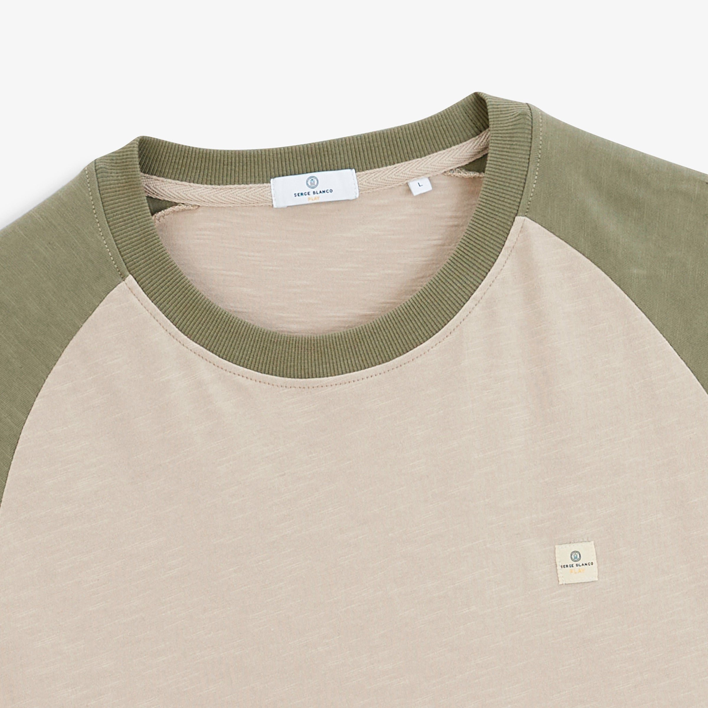 Long-sleeved round neck cotton printed play T-shirt. SERGE BLANCO Beige