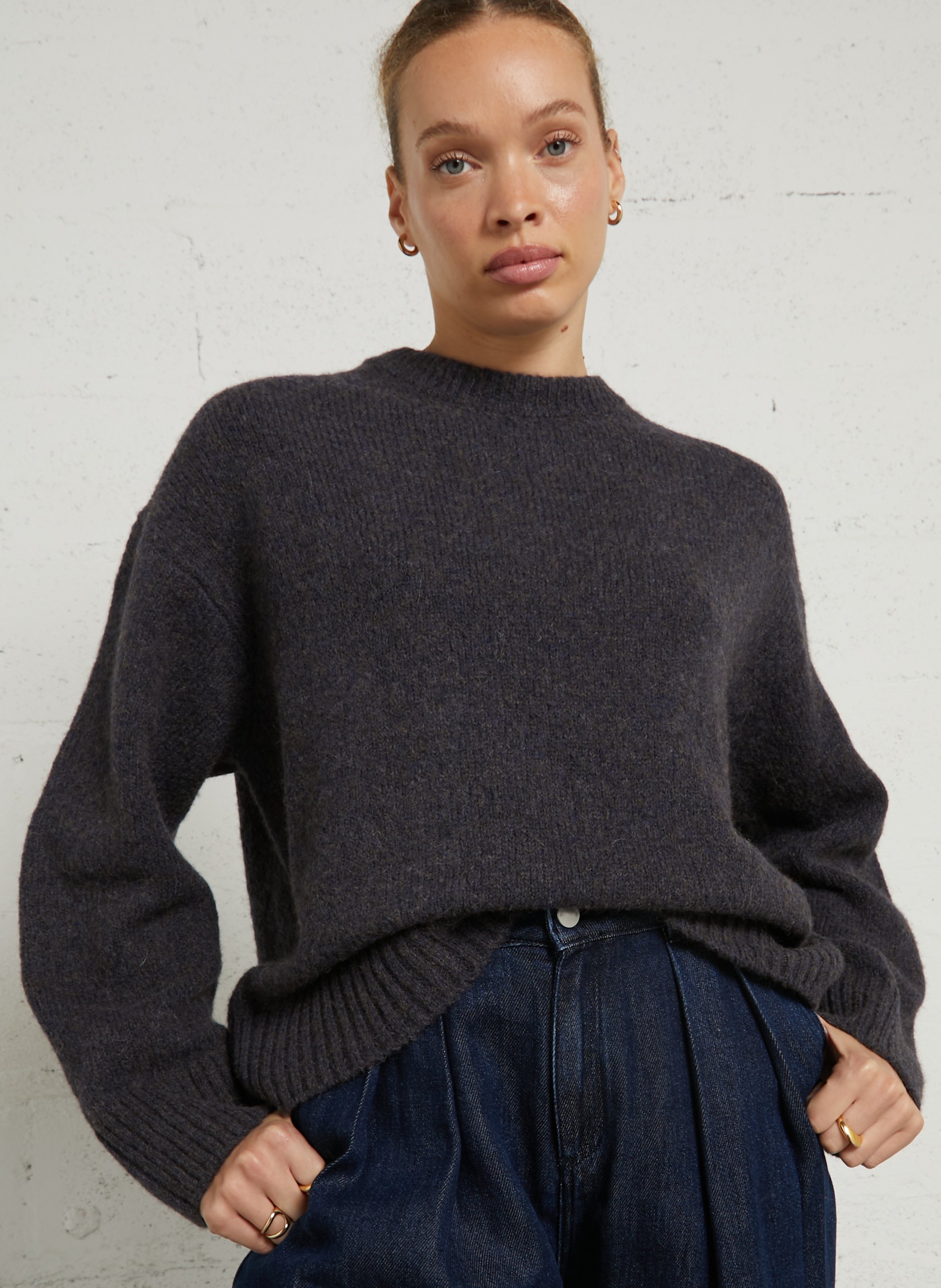 Oversize-Pullover aus Woll-Mix mit Rundhalsausschnitt JC SOPHIE Blau