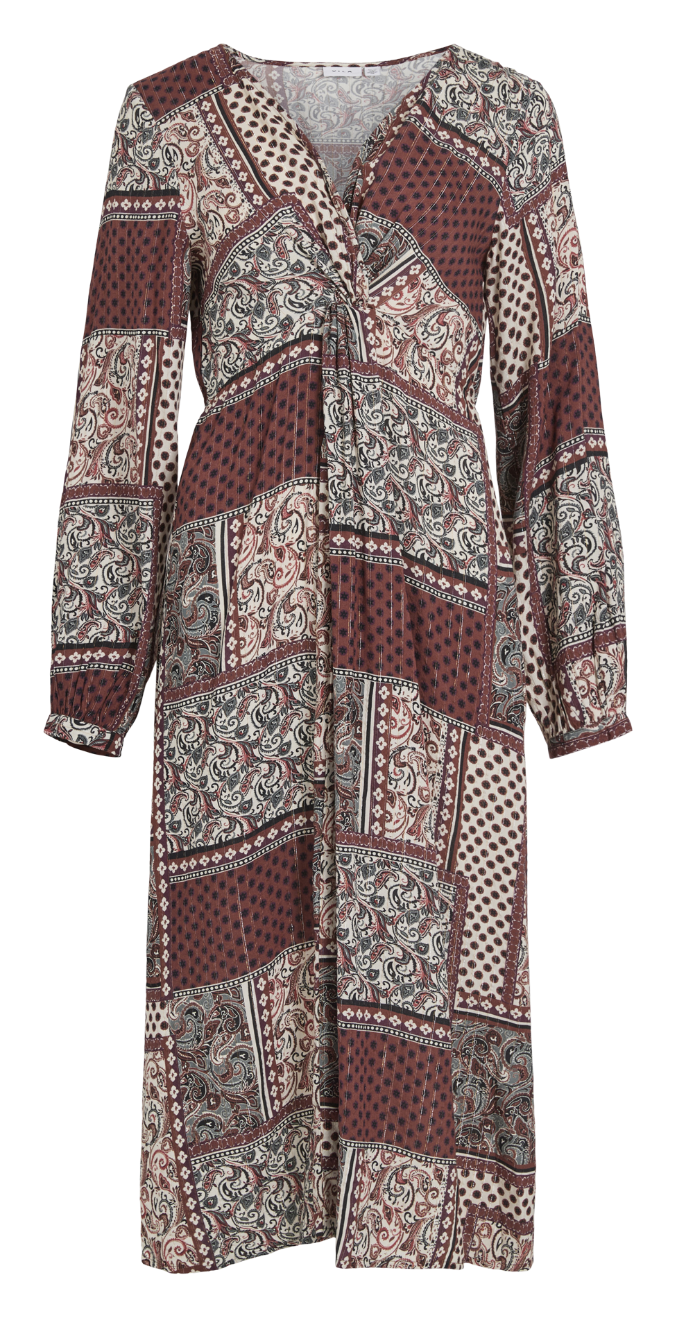 Robe longue droite col V VILA Marron