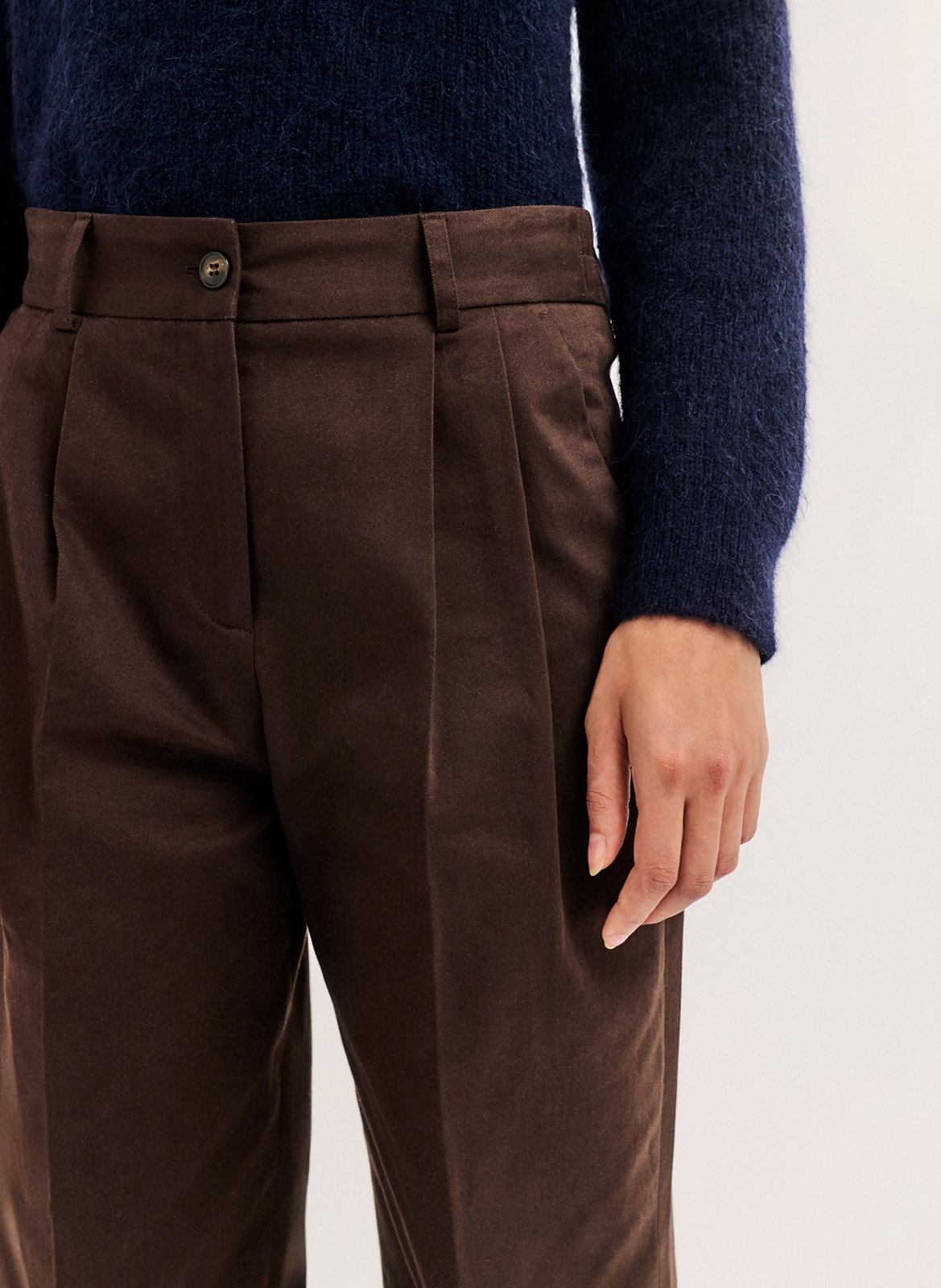 Wide-leg cotton-blend pants PABLO Brown