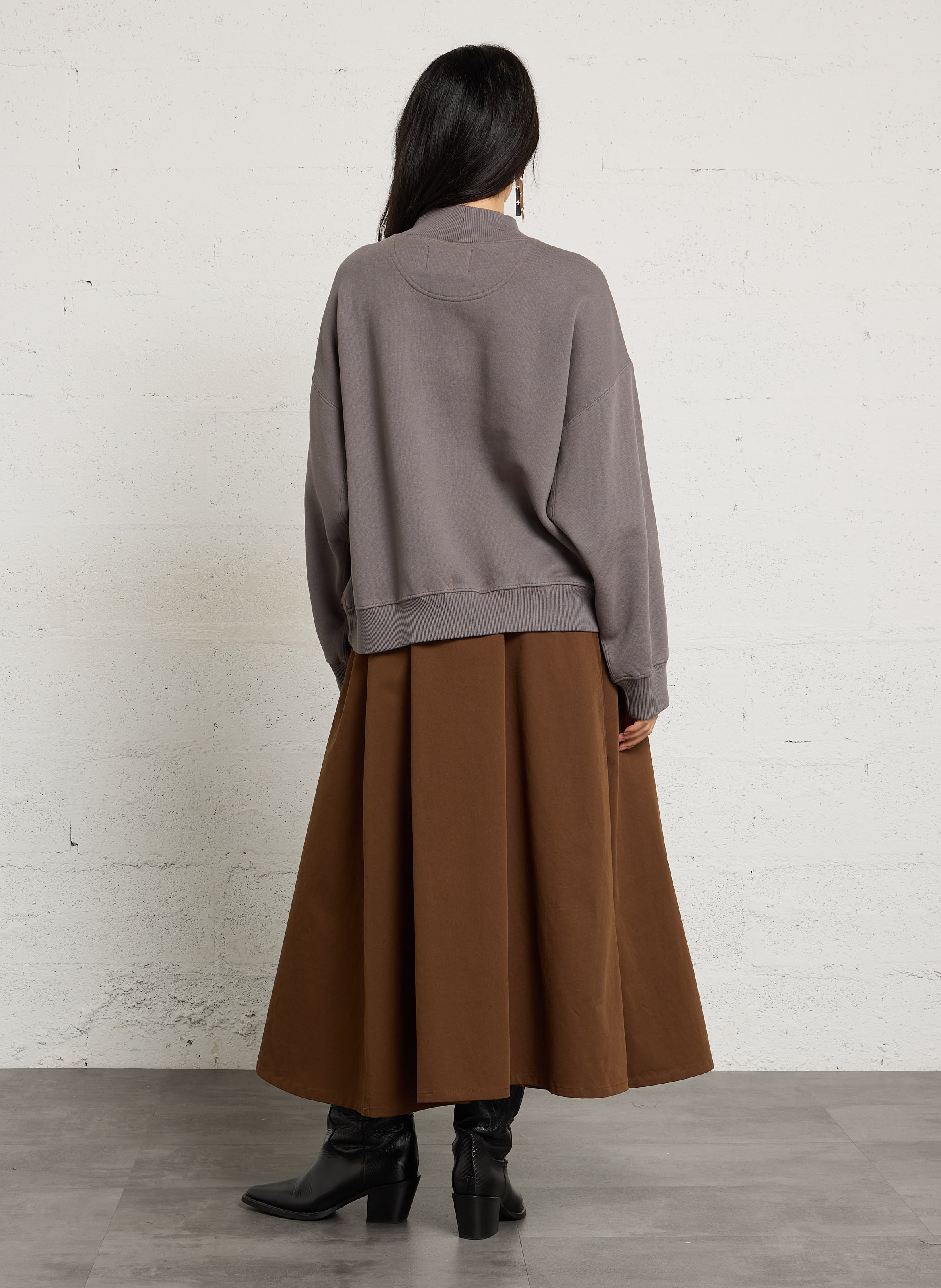 Weites Sweatshirt mit Stehkragen und bedrucktem Muster aus Baumwollmischung. LEON & HARPER Grau