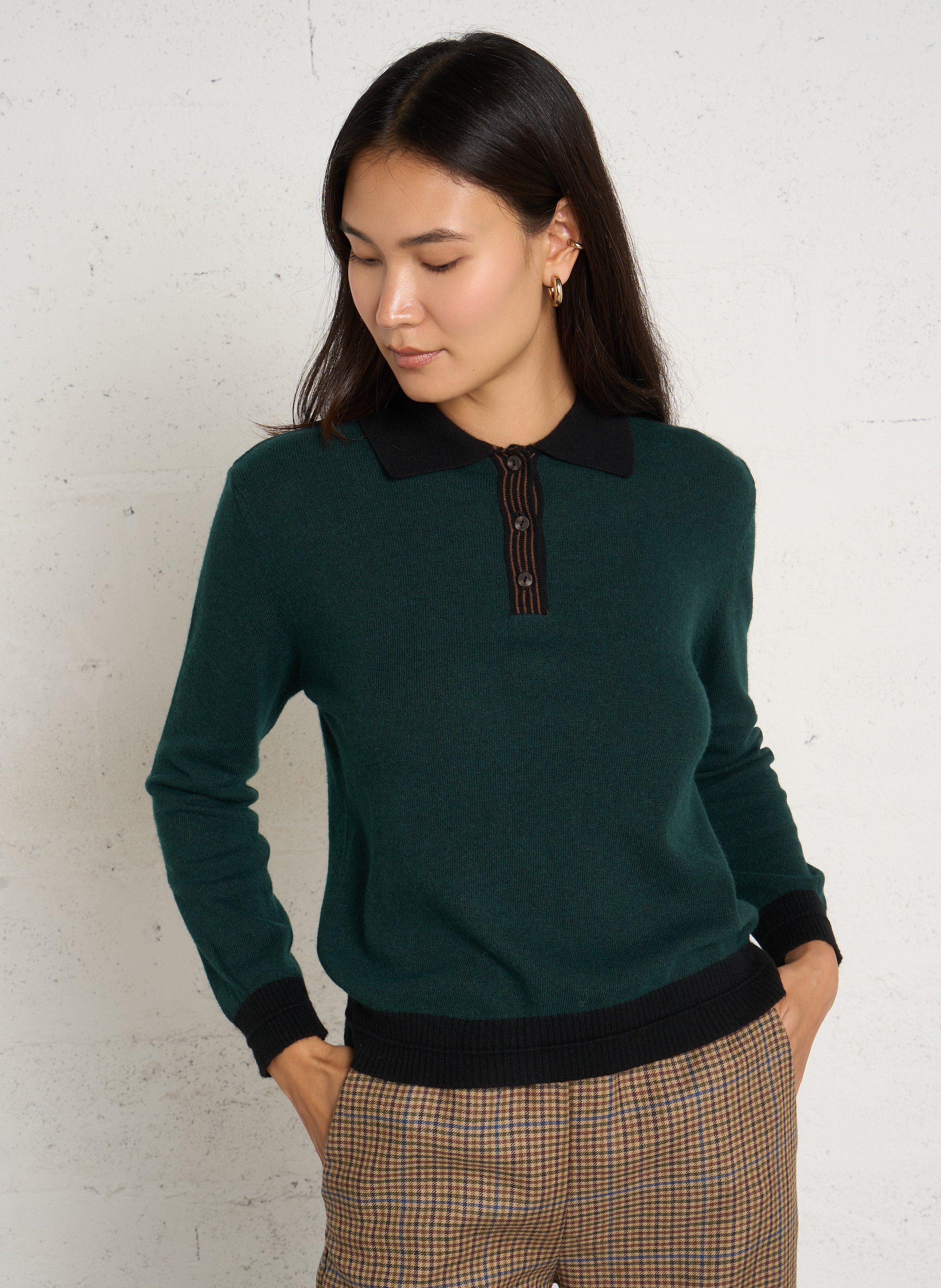 Wollmix-Pullover mit Polokragen DIEGA Grun