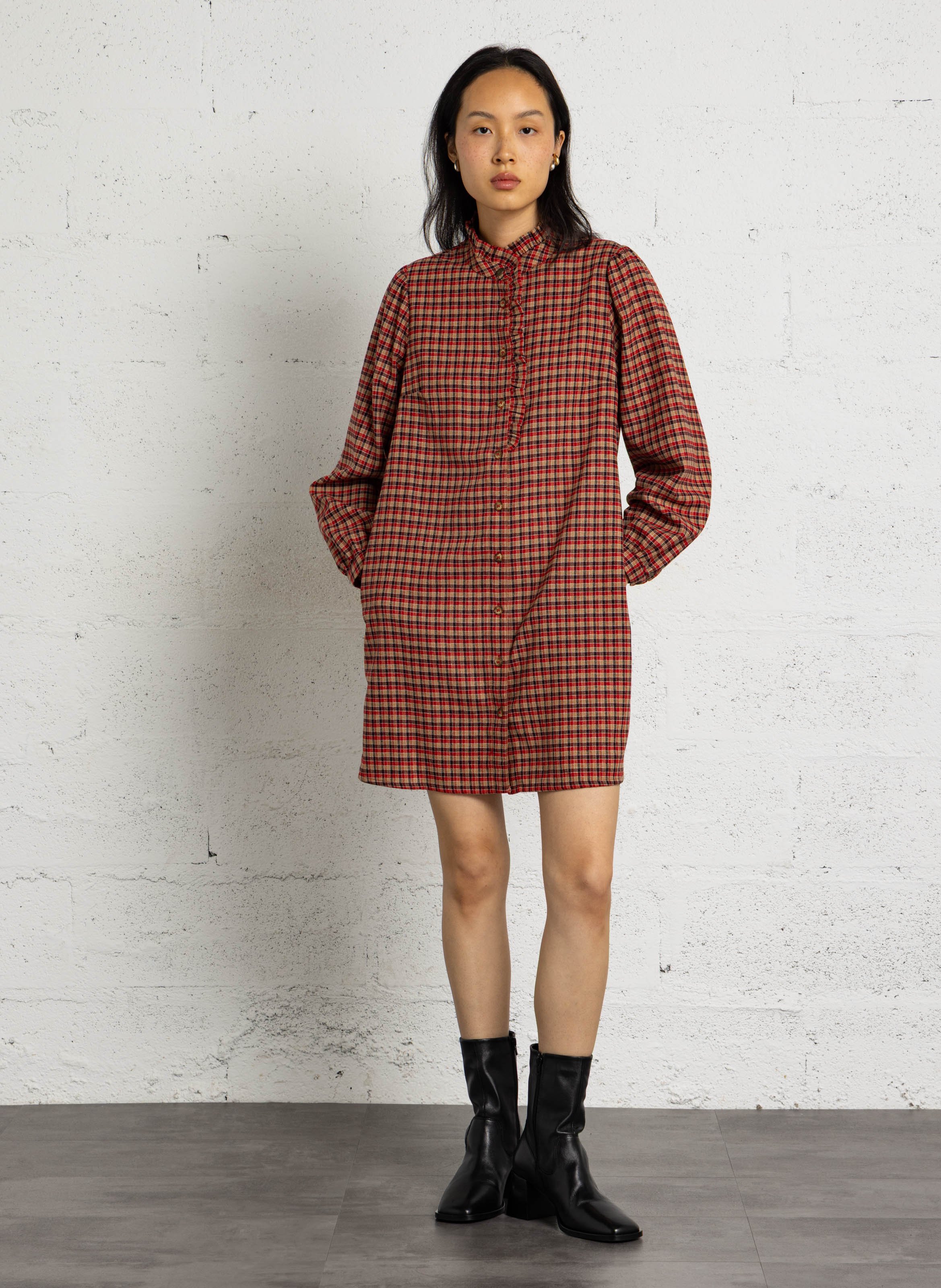 Robe courte col montant en laine mélangée MAISON 123 Rouge