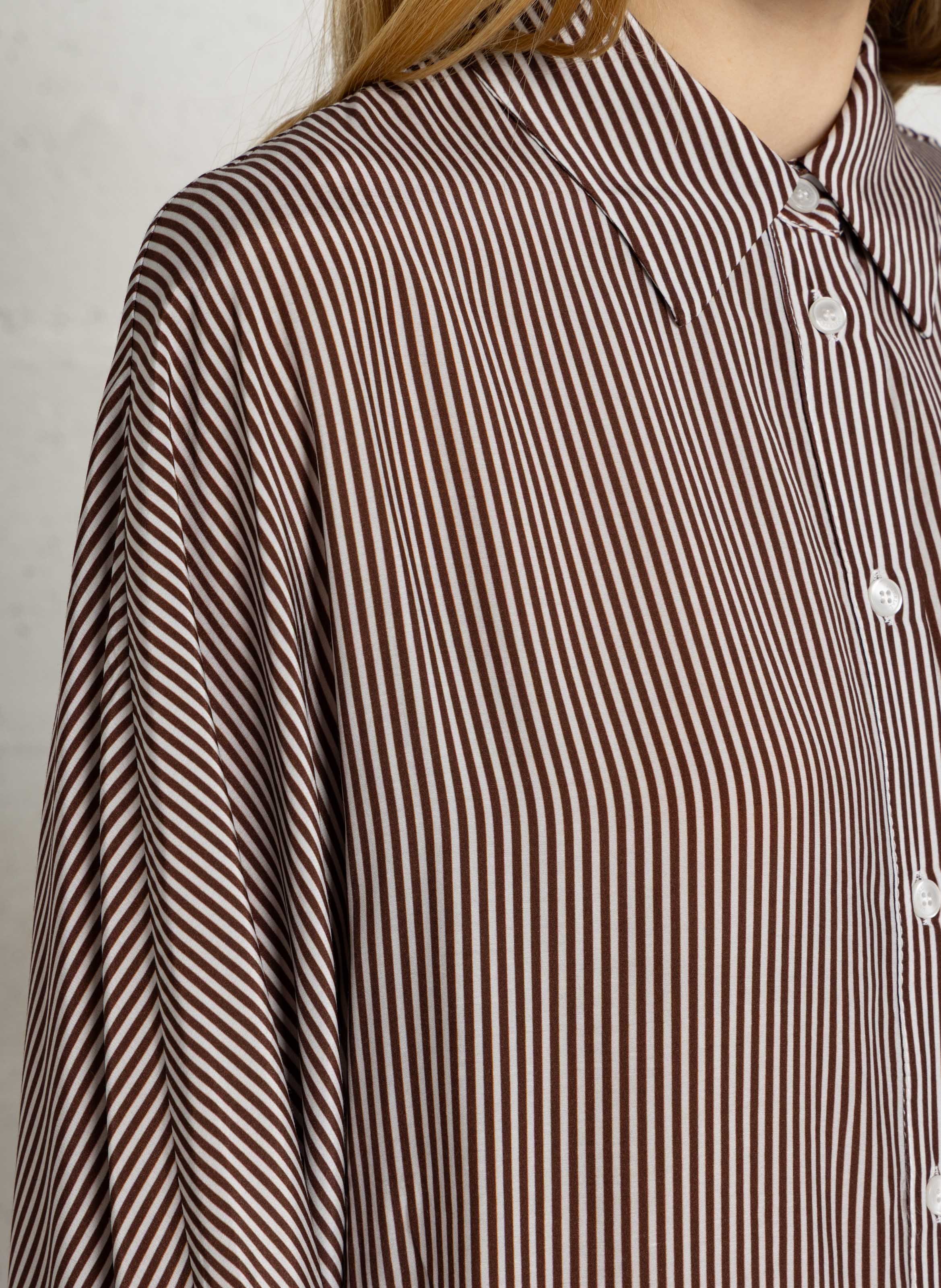 Wijde, gestreepte blouse met klassieke kraag IMPERIAL Wit