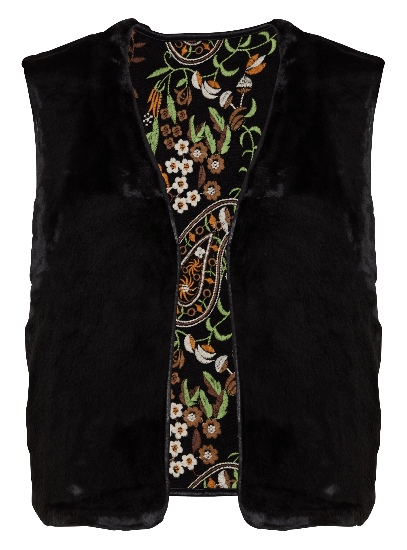 Gilet réversible sans manches brodé SEE U SOON Noir