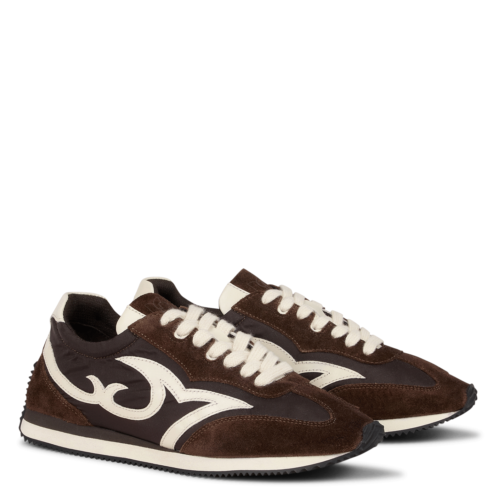Niedrige Schnür-Sneaker aus Leder BA&SH Braun
