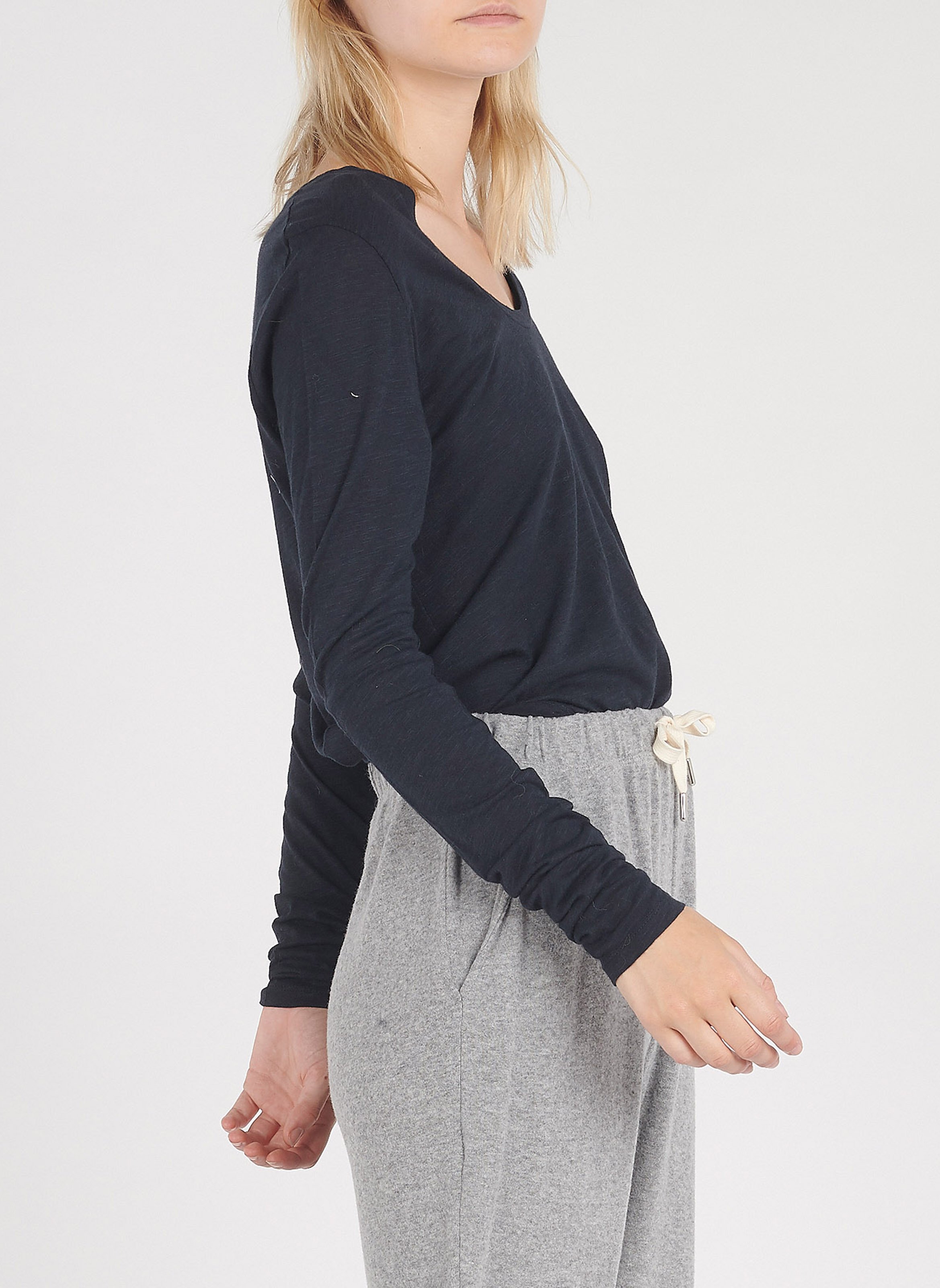 Tee-shirt col rond en coton Bleu