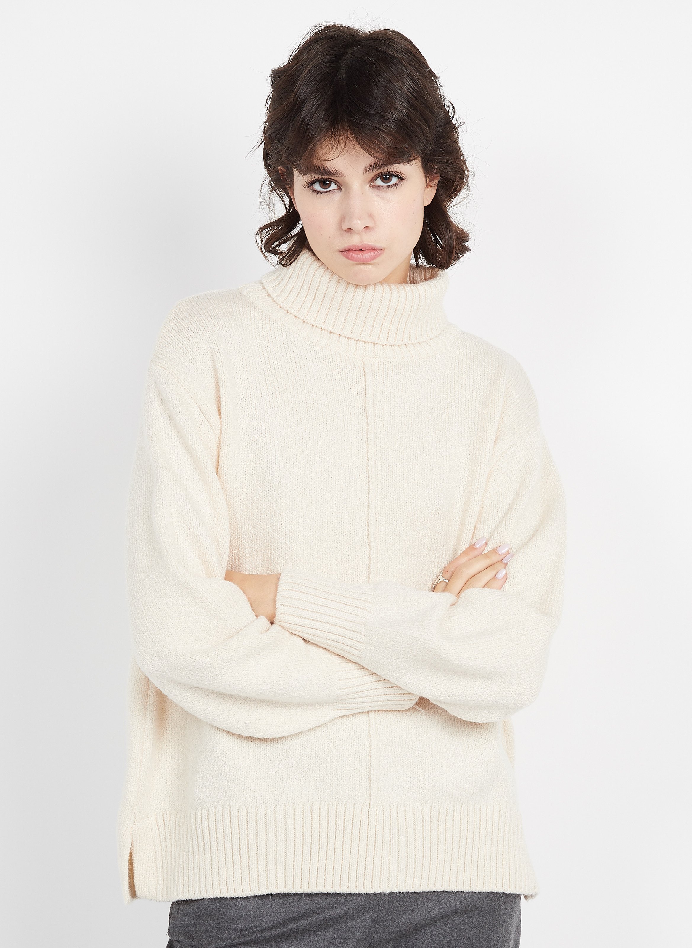 Loose-fit Turtleneck Sweater Ecru An'ge 
