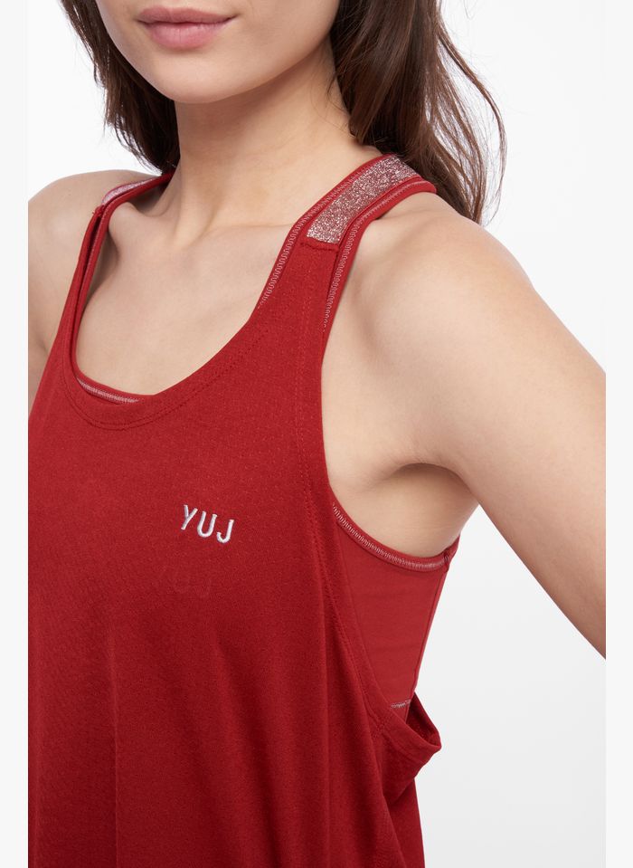 Red Open back sports tank top