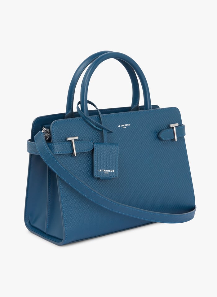 Sac port main en cuir grain Bleu