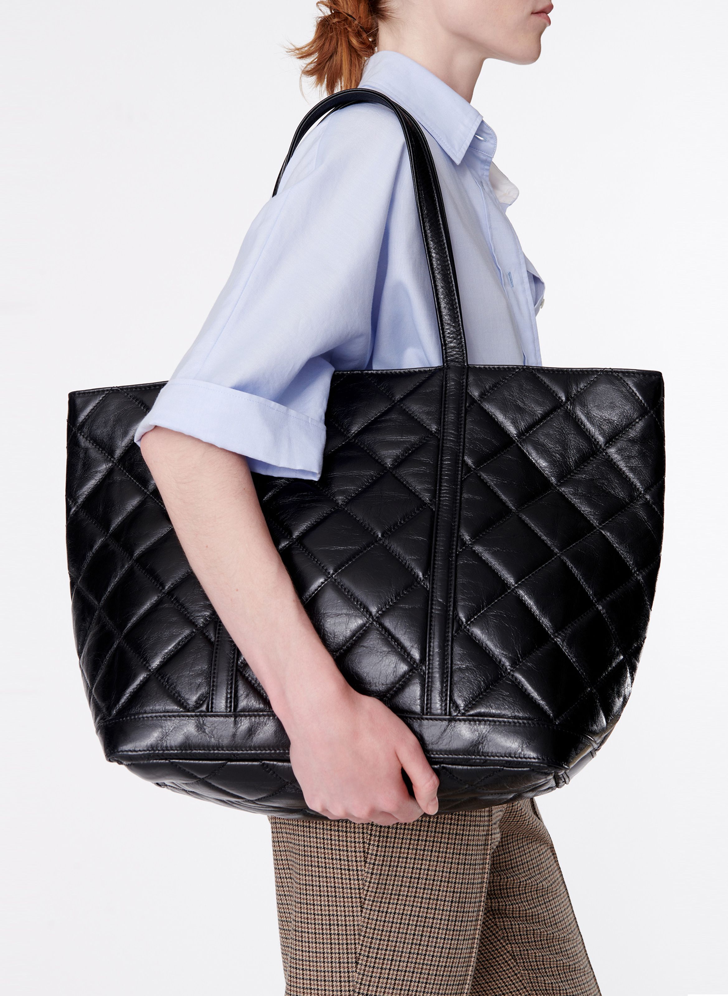 Quilted Leather Tote Bag Noir Vanessa Bruno Women Place des