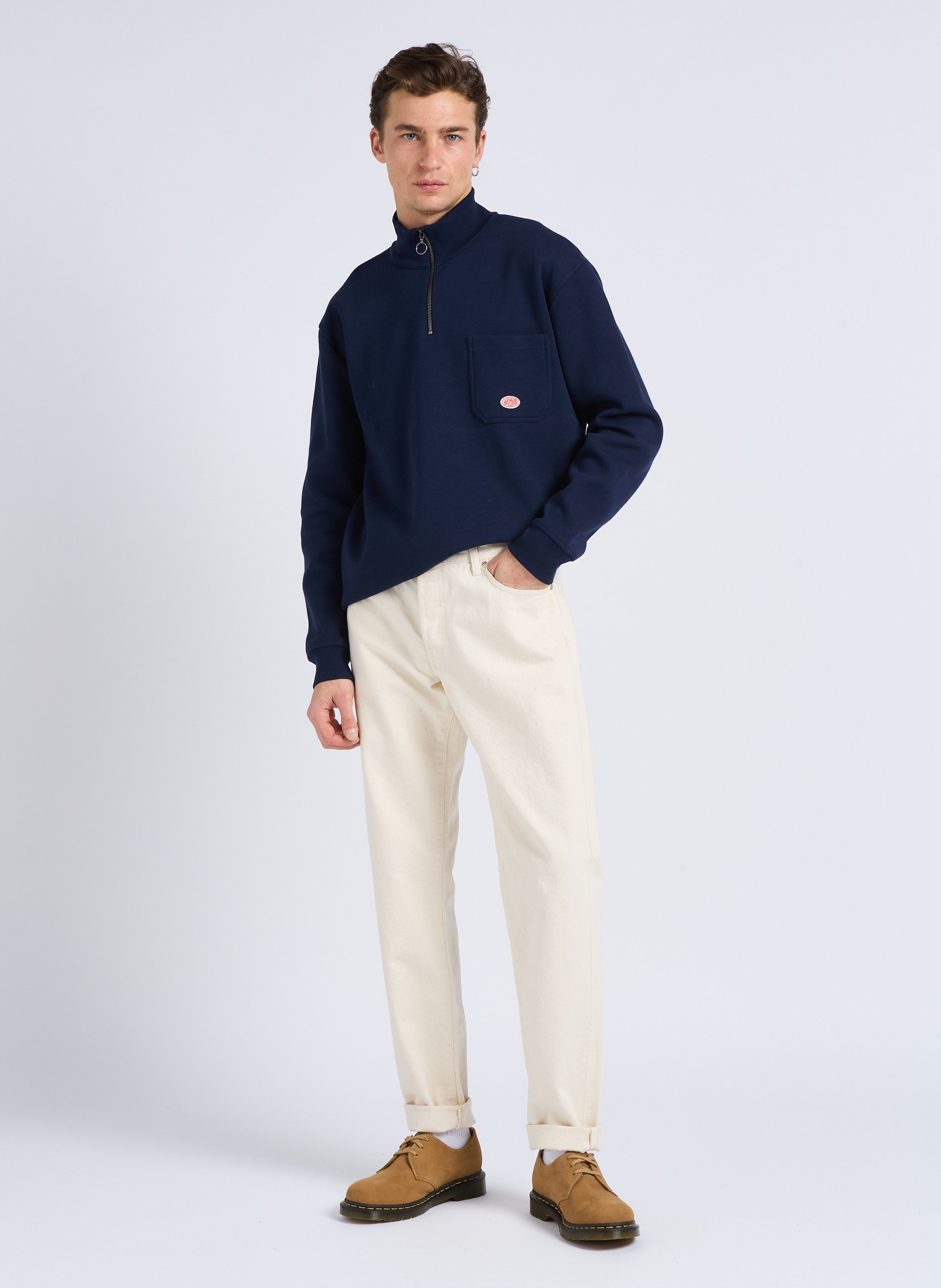 Tapered cotton dot effect regular-fit jeans EDWIN Beige